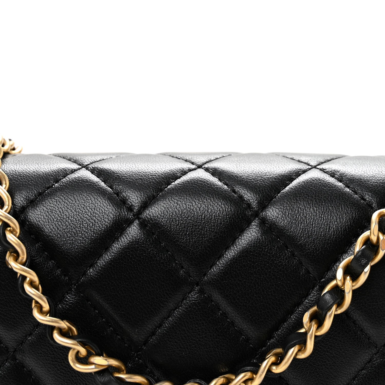 Lambskin Quilted Mini Rectangular Pearl Crush Flap Black