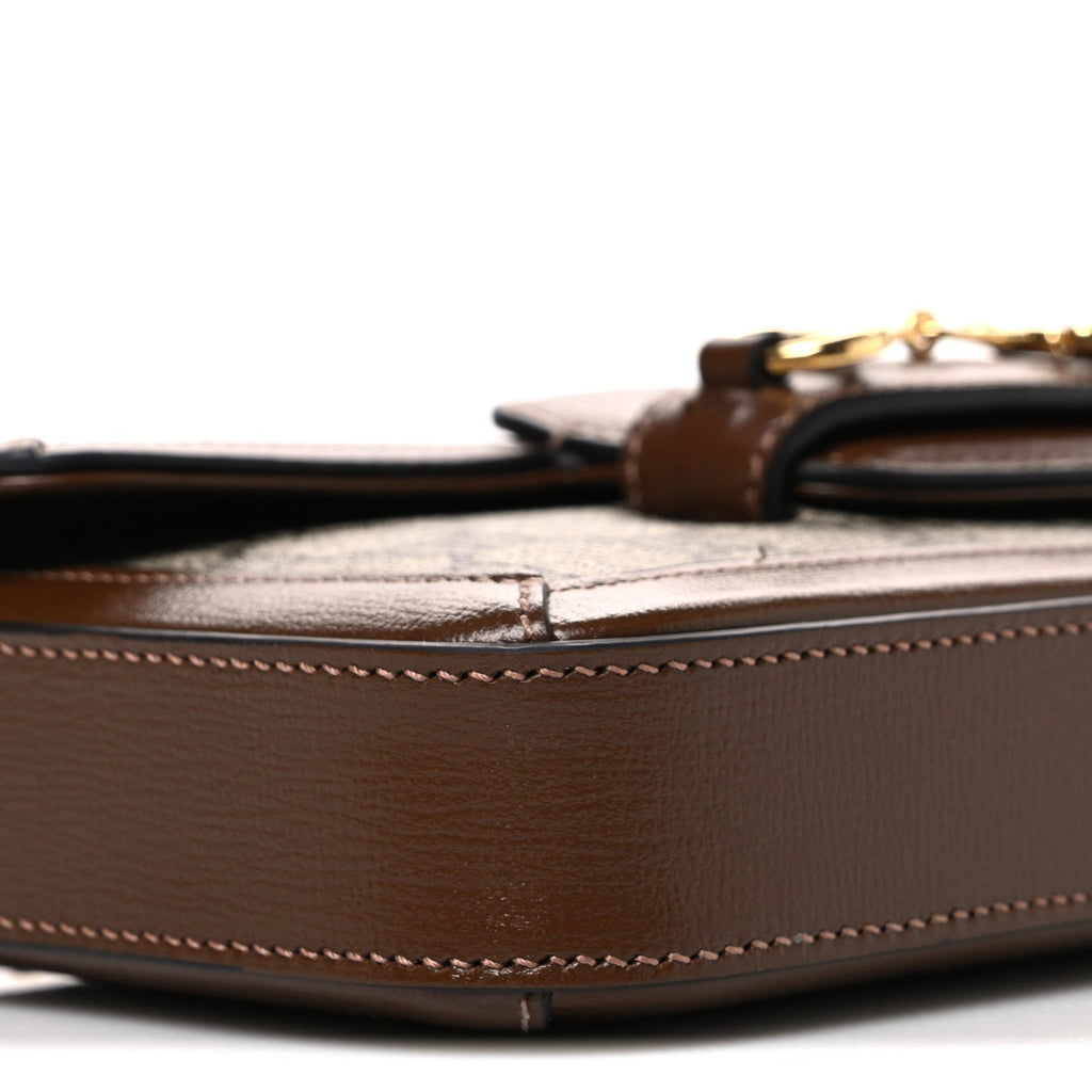 GG Supreme Monogram Azalea Calfskin Horsebit 1955 Mini Bag Beige Ebony Brown Sugar