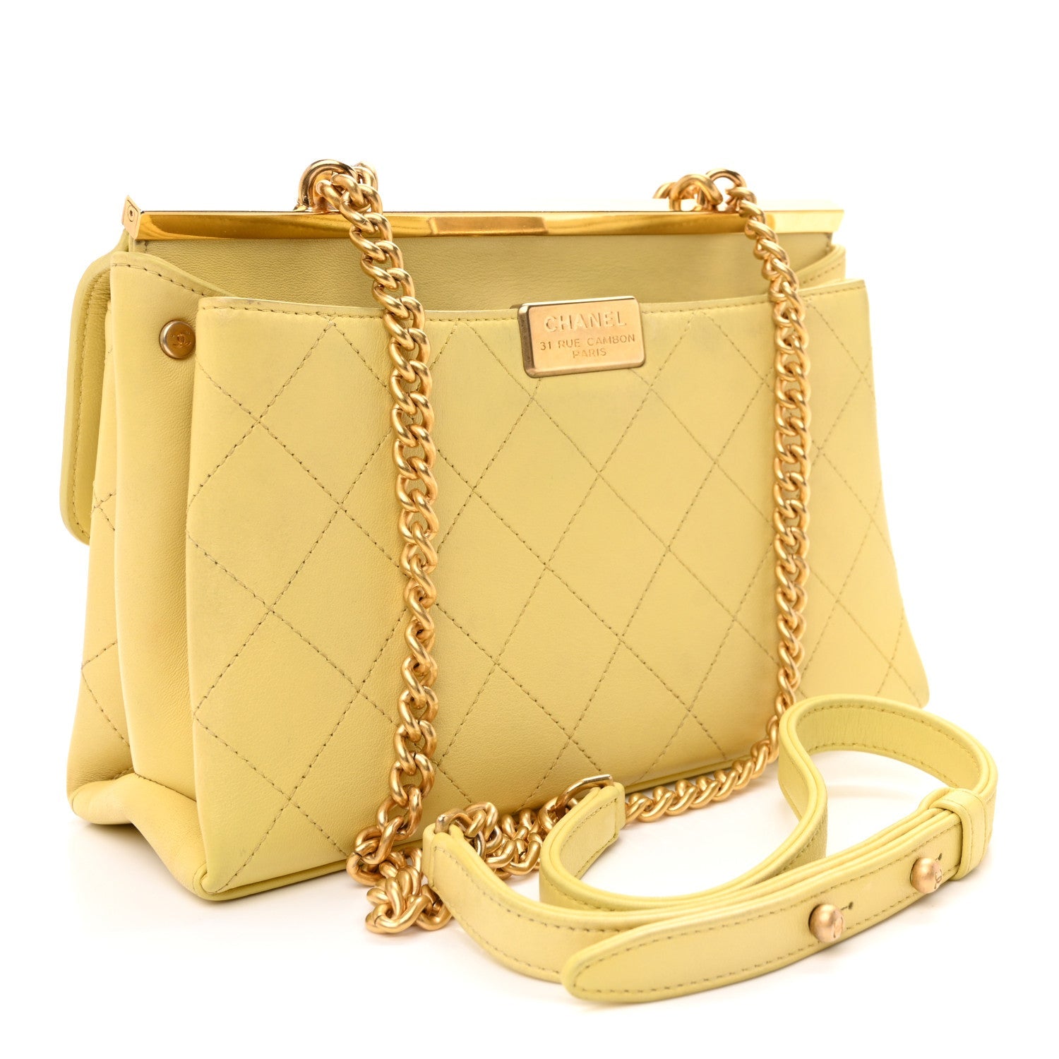 Lambskin Stitched Coco Luxe Small Flap Yellow