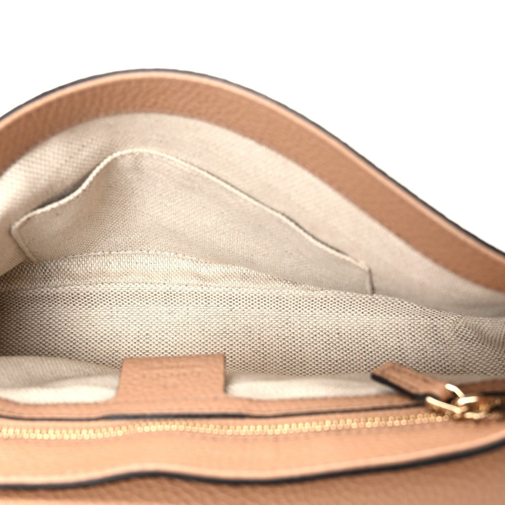 Pebbled Calfskin Medium Soho Flap Crossbody Camelia