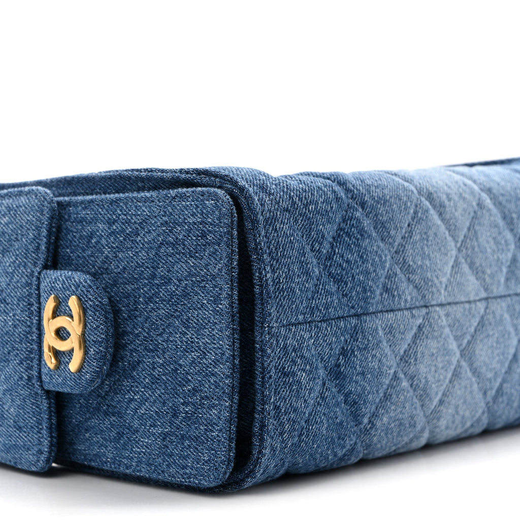 Washed Denim Quilted Mini Chanel 25 Handbag Blue