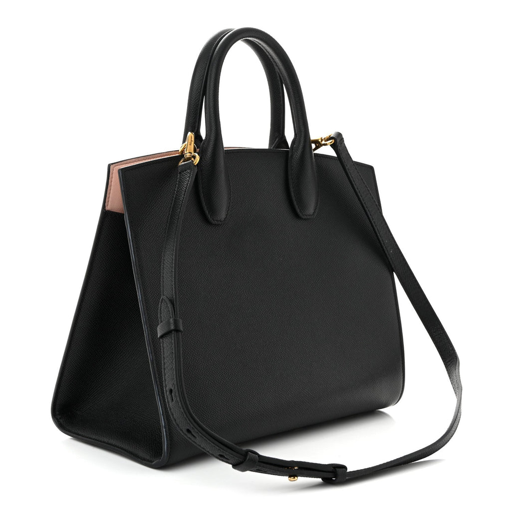 Hammered Calfskin Medium The Studio Box Bag Black
