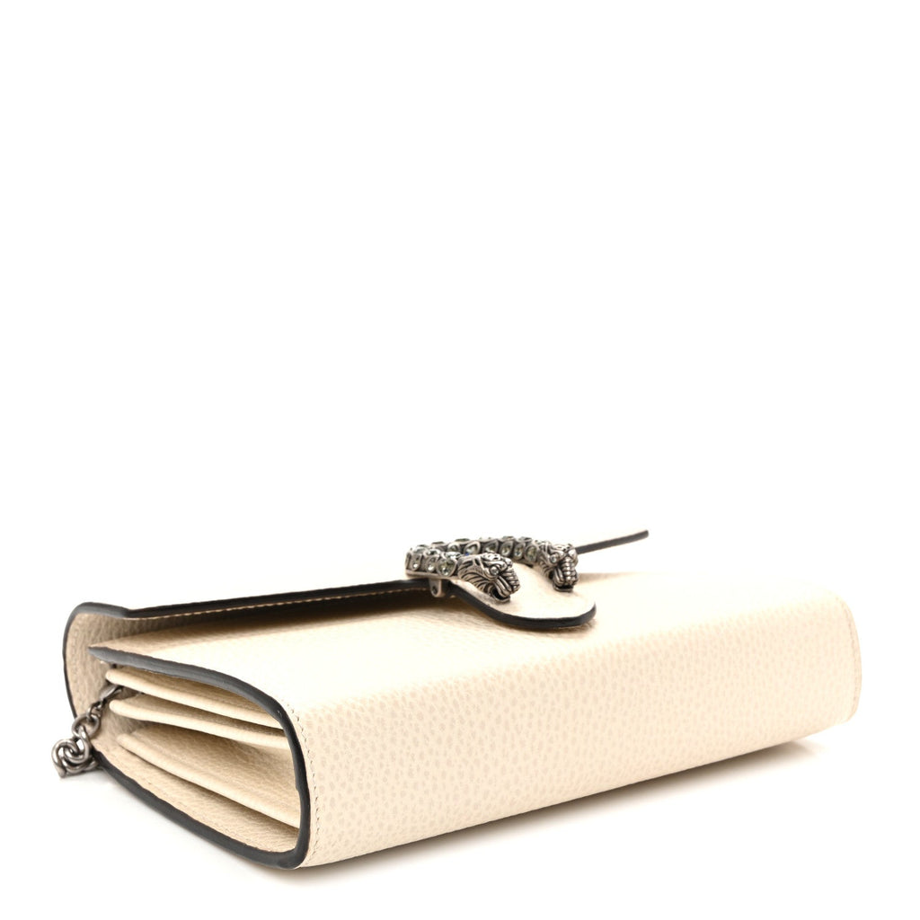 Dollar Calfskin Mini Dionysus Chain Wallet Mystic White