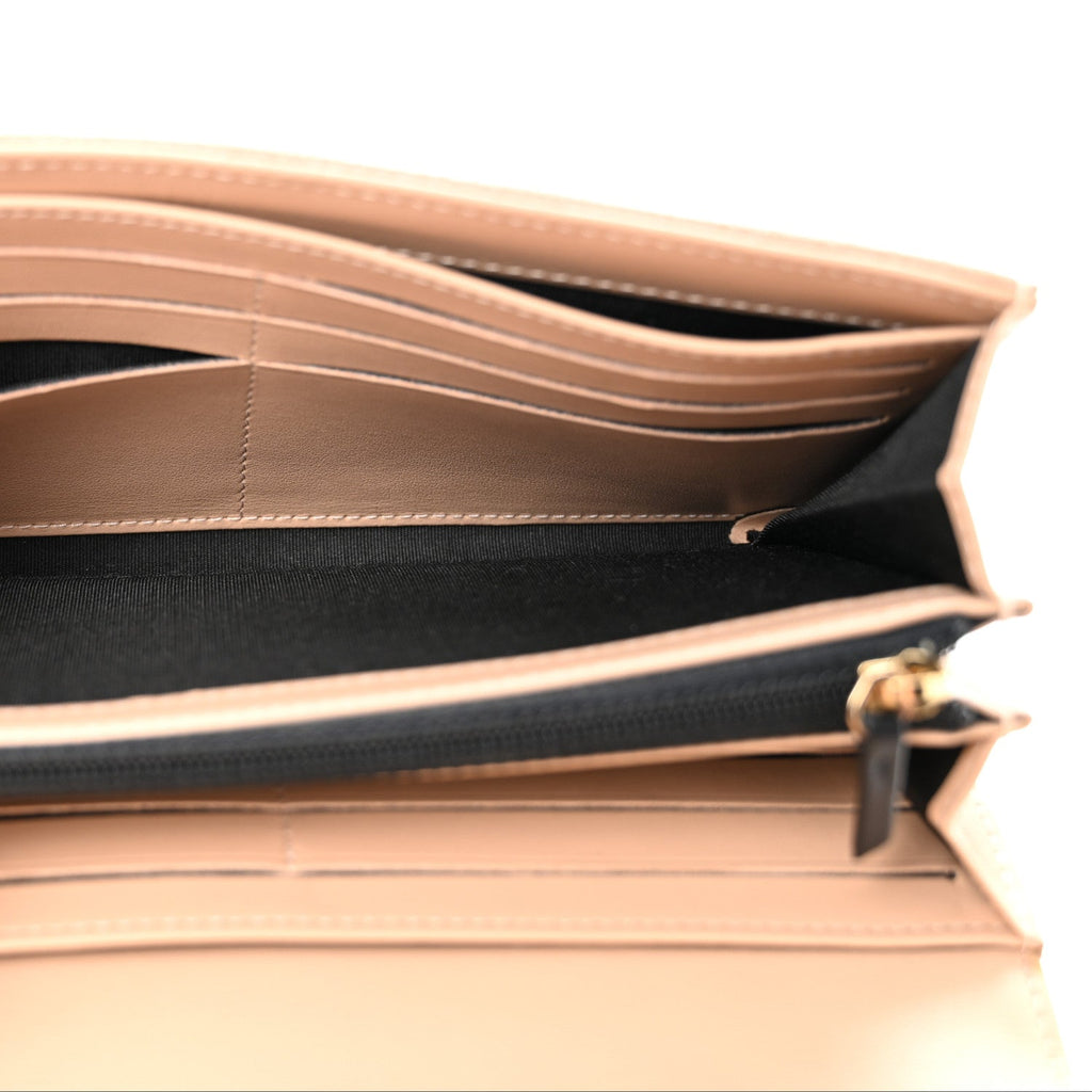 Caviar Quilted Filigree Large Gusset Flap Wallet Beige Black