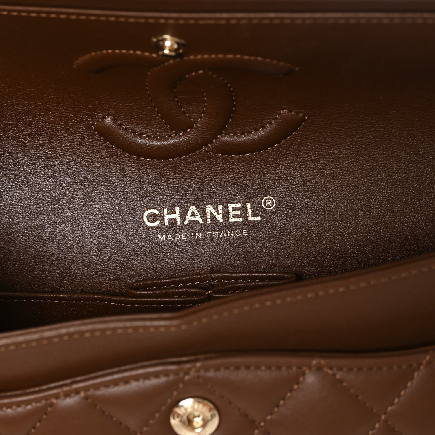Lambskin Quilted Small Double Flap Dark Brown