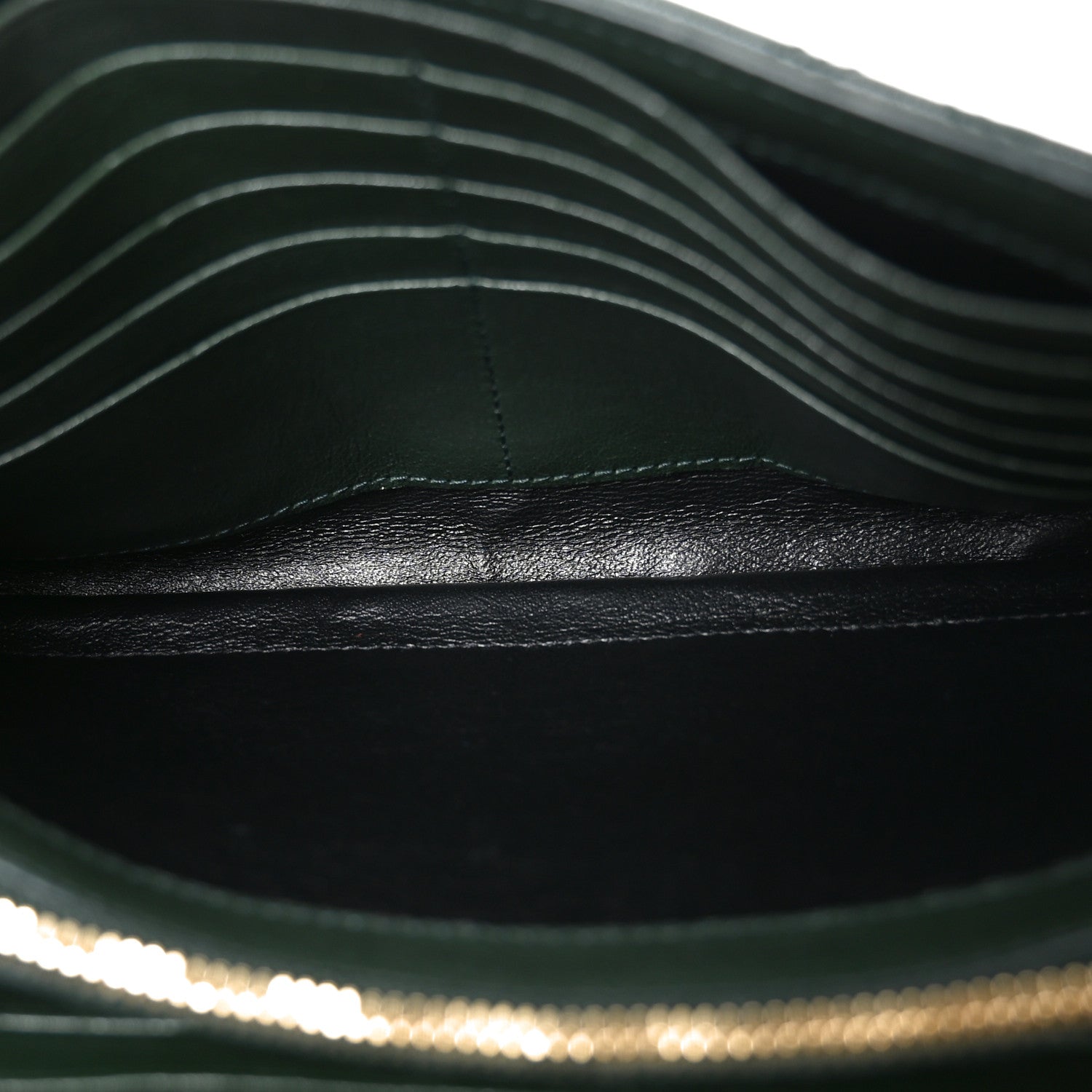 Lambskin Diamond Quilted Becky Chain Wallet Vert Fonce