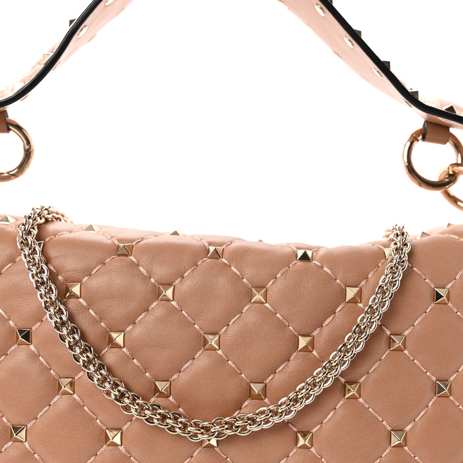 Nappa Large Rockstud Spike Shoulder Bag Poudre