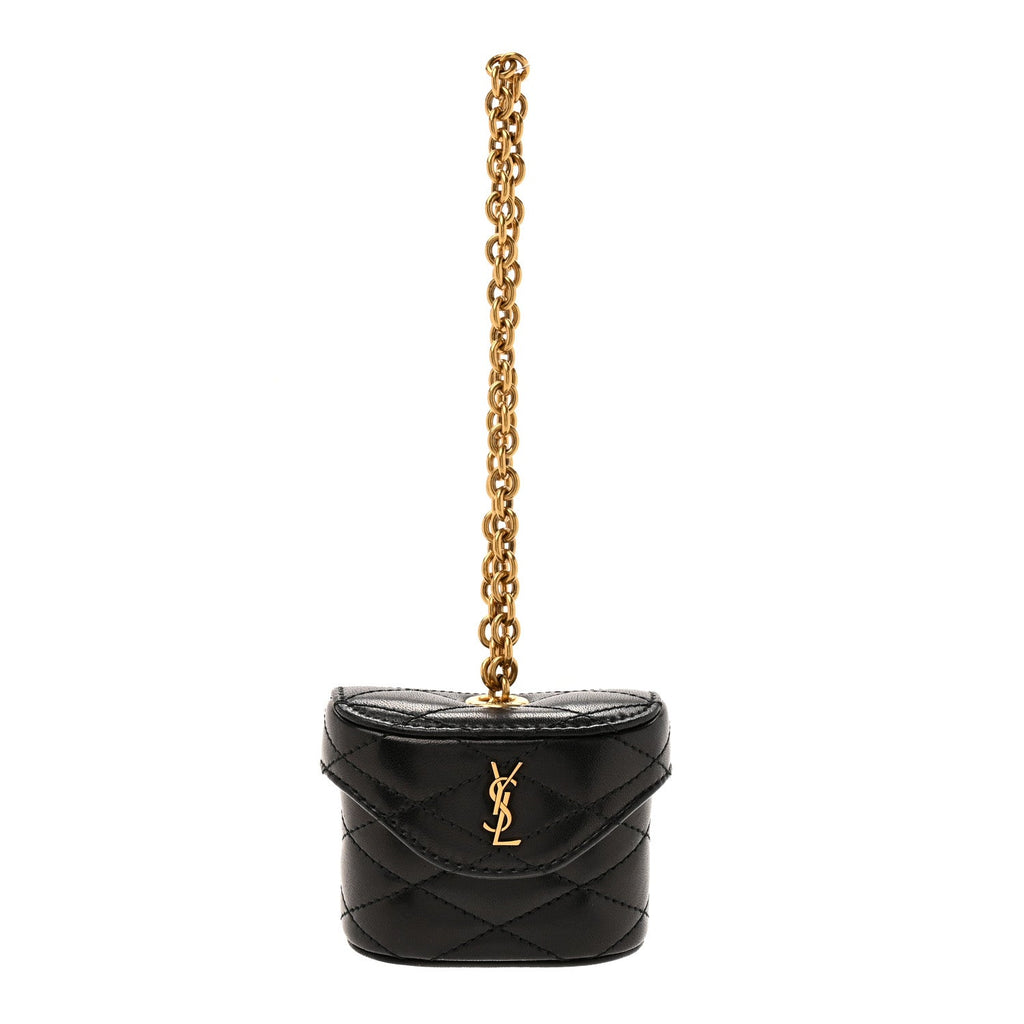Lambskin Matelasse Monogram June Box Bag Charm Black