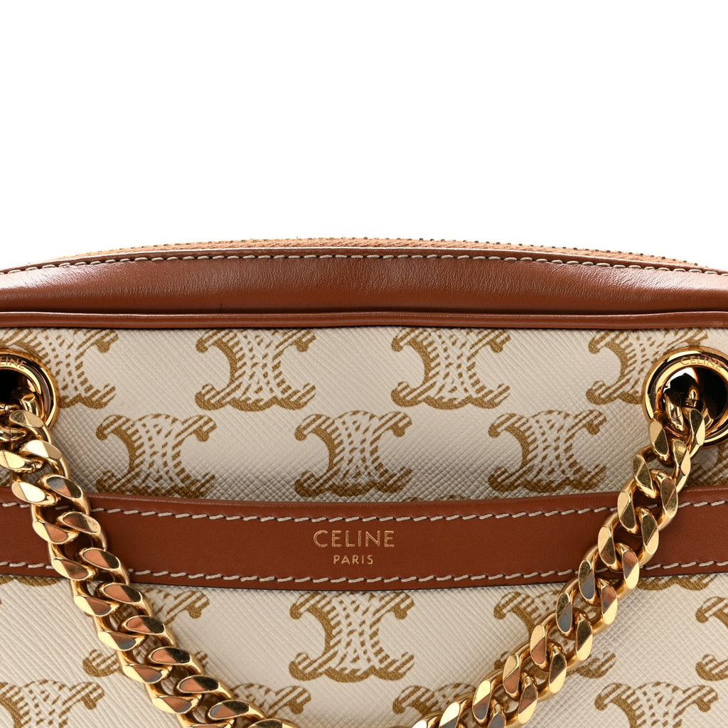 Calfskin Triomphe Canvas Small Patapans White