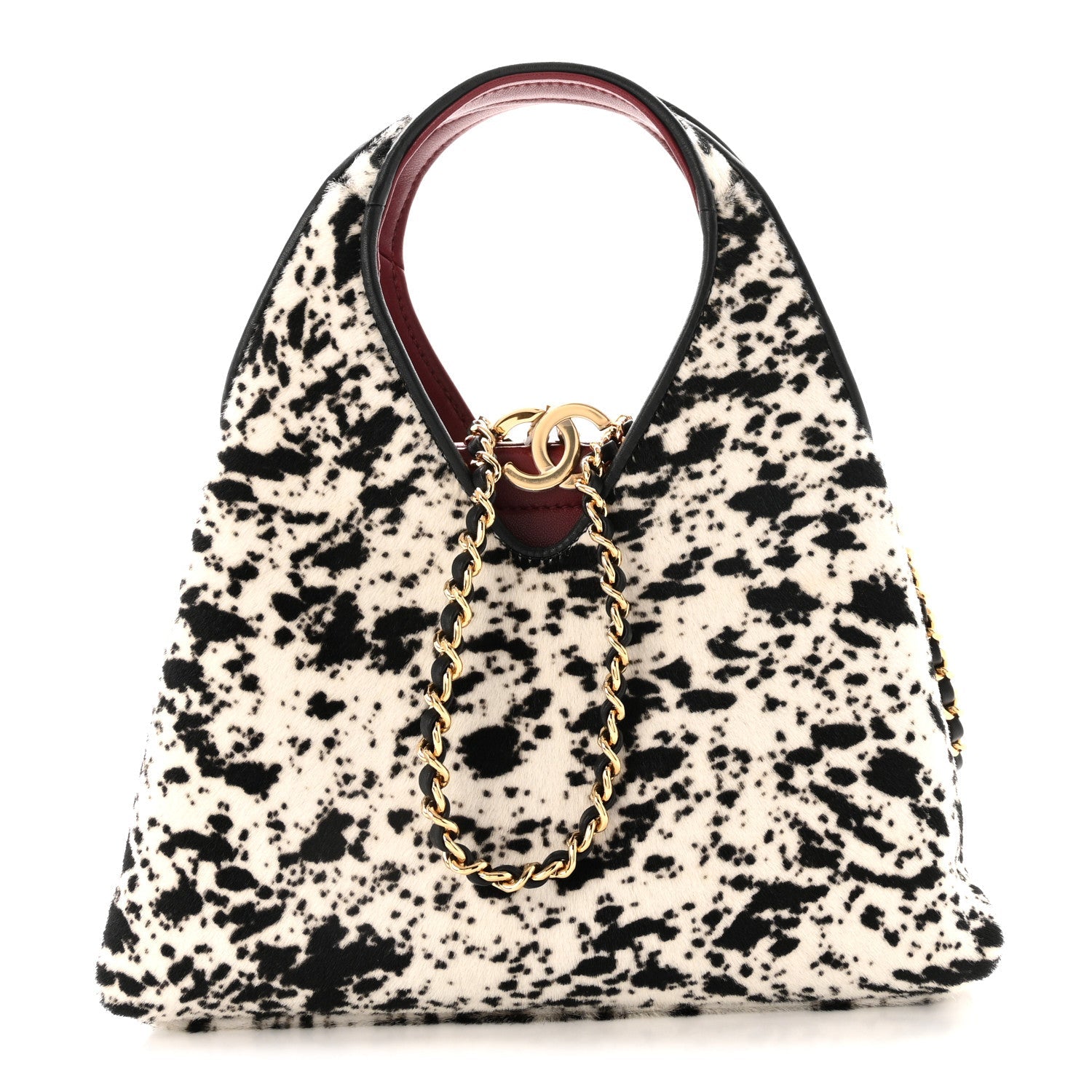 Pony Hair Printed Chic Lady Small Shopping Tote White Black