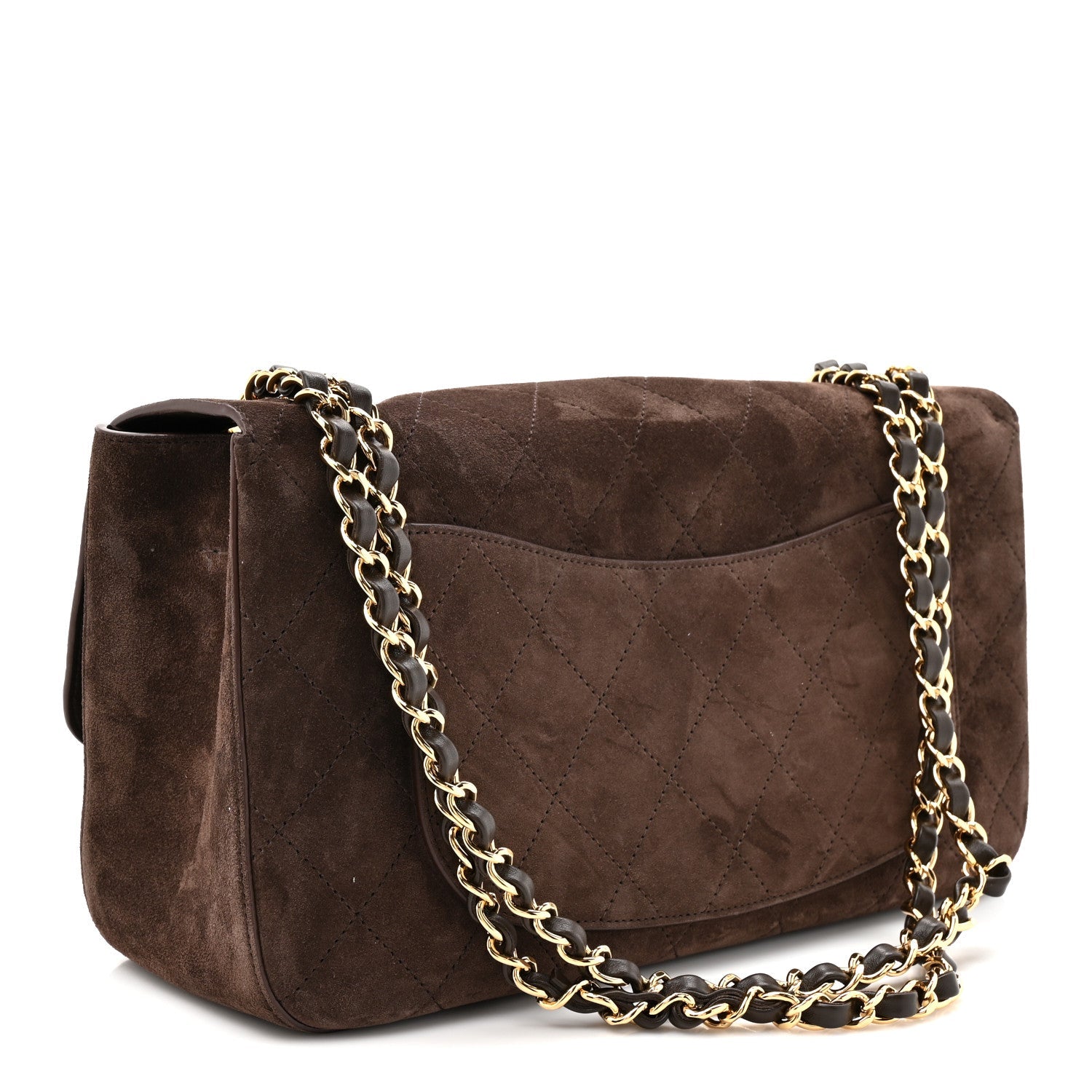 Suede Calfskin Small Souplissimo Maxi Flap Dark Brown