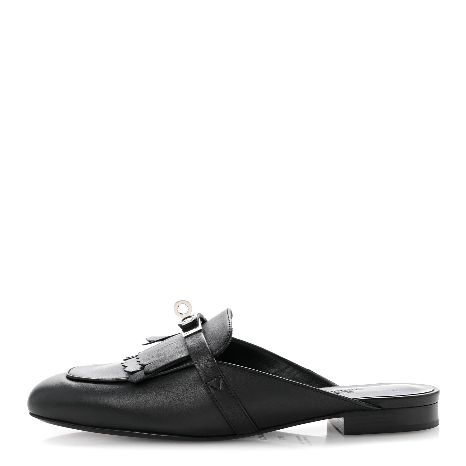 Calfskin Fringe Oz Mules 38.5 Black