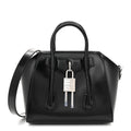 Box Calfskin Mini Lock Antigona Shoulder Bag Black