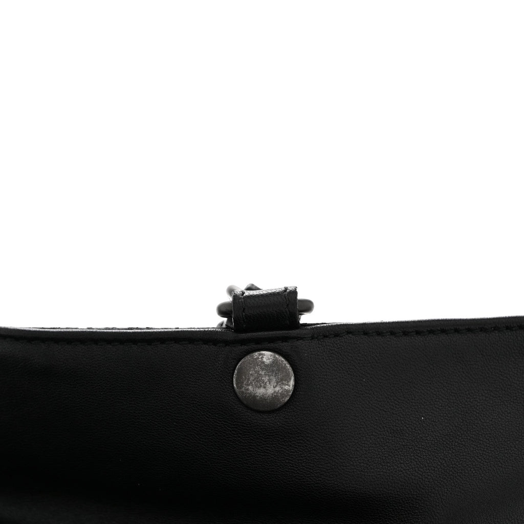 Nappa Intrecciato Flat Shoulder Bag Black