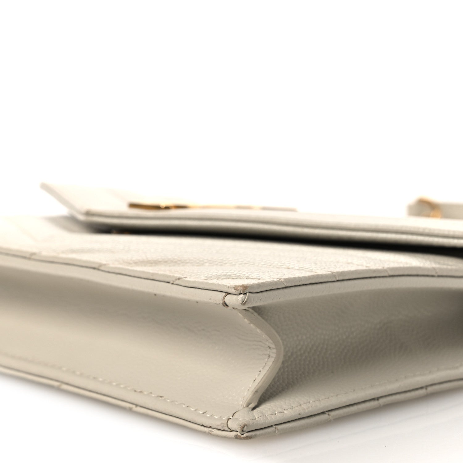 Grain De Poudre Matelasse Chevron Monogram Envelope Chain Wallet Blanc Vintage