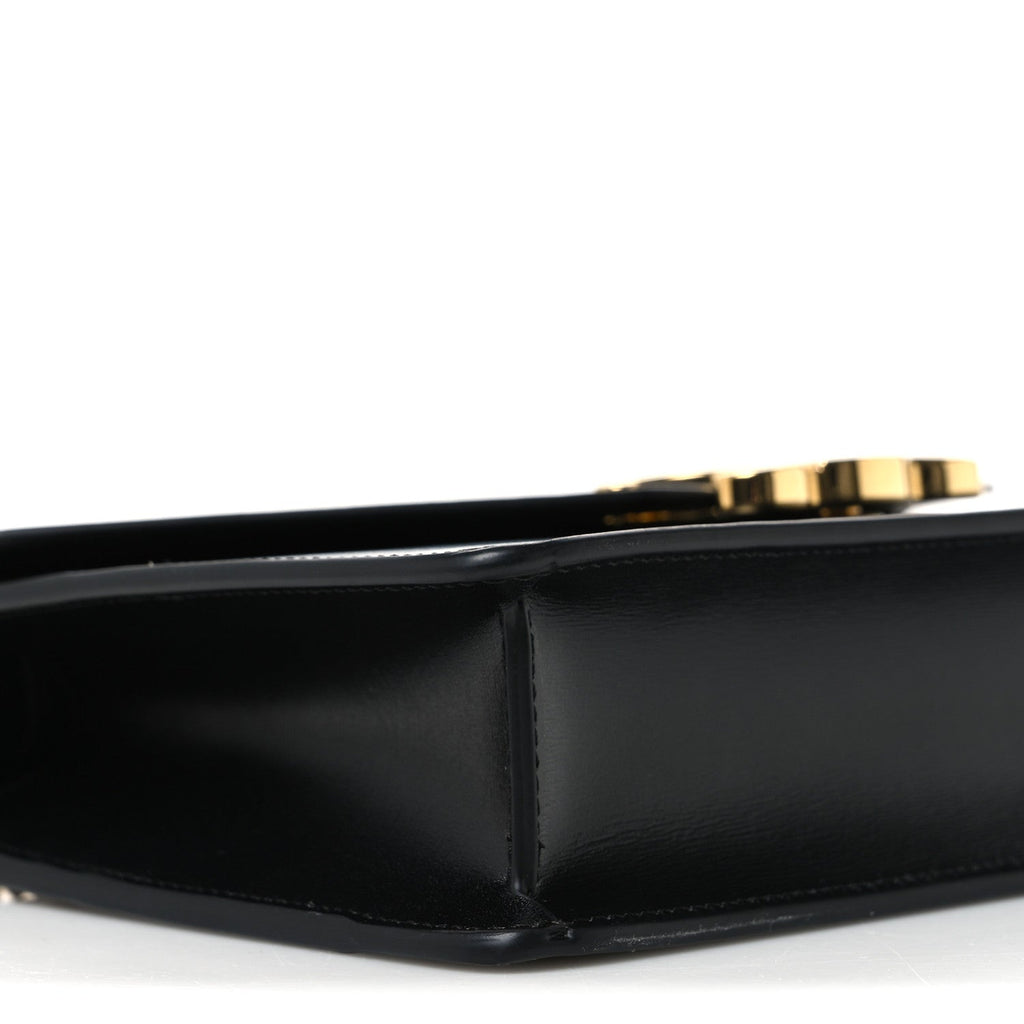 Shiny Calfskin Triomphe Margo Wallet on Chain Black