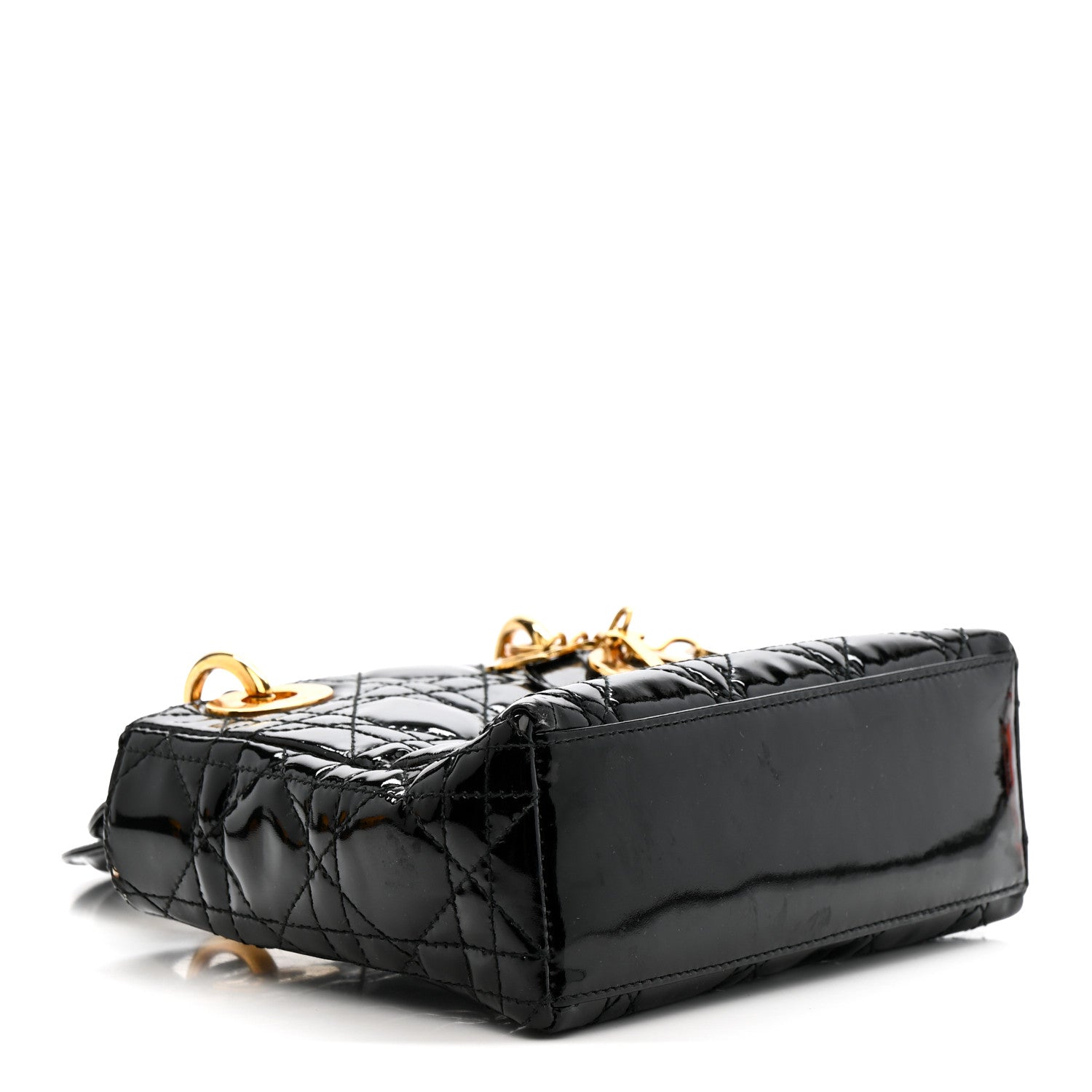 Patent Cannage Mini Lady Dior Black