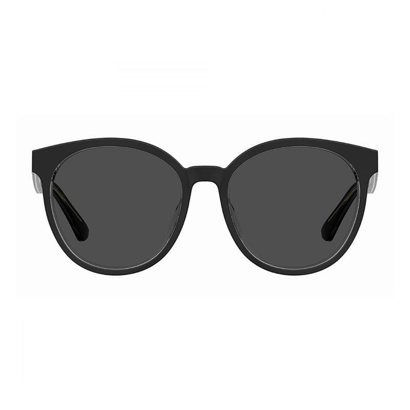 Moschino Sunglasses Round Full Rim, Black/Transparent Frame and Grey Lens MOS151/F/S07C5IR