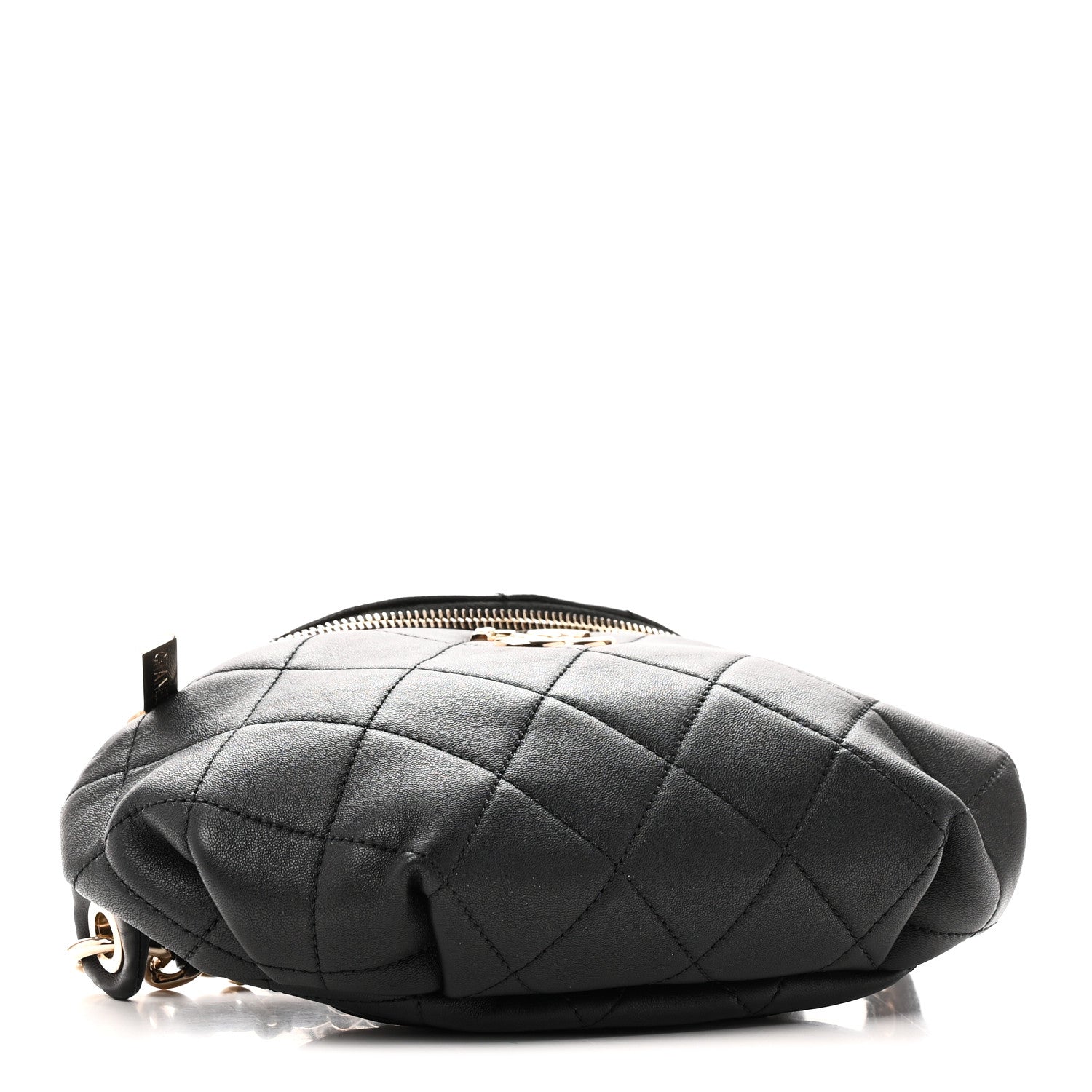 Lambskin Quilted Resin Bi-Color Waist Bag Fanny Pack Black