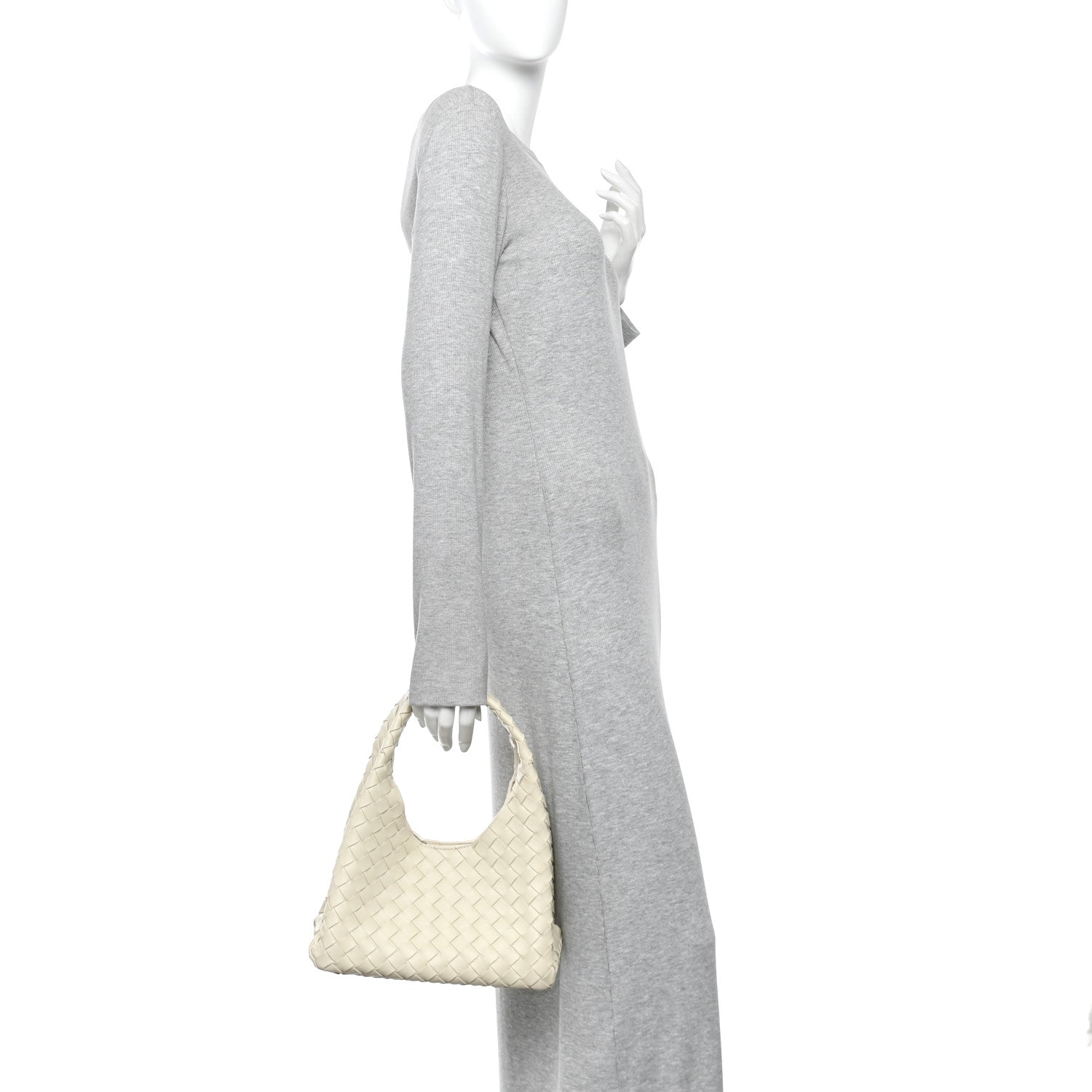 Nappa Intrecciato Small Campana Shoulder Bag Sea Salt