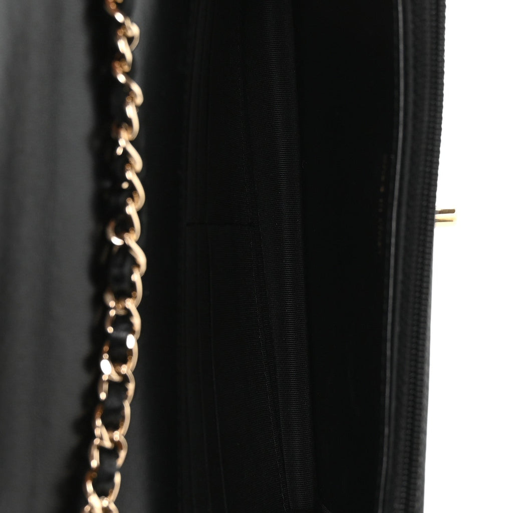 Lambskin Quilted Trendy CC Wallet On Chain WOC Black