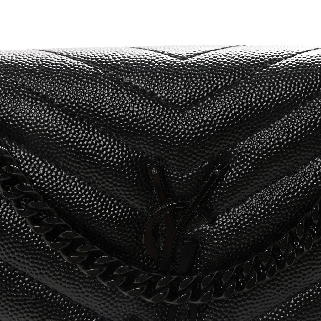 Grain De Poudre Matelasse Chevron Monogram Monochrome Chain Wallet Black