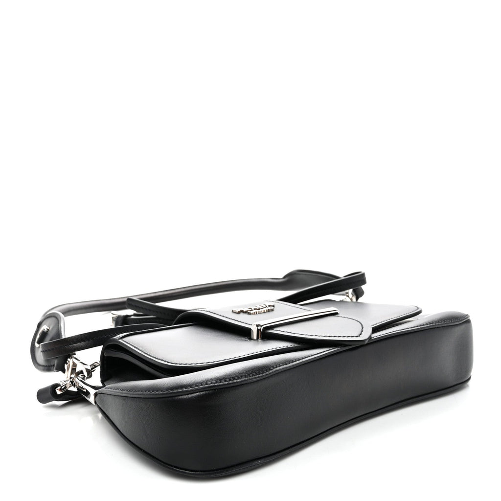 City Calfskin Saffiano Sidonie Shoulder Bag Black