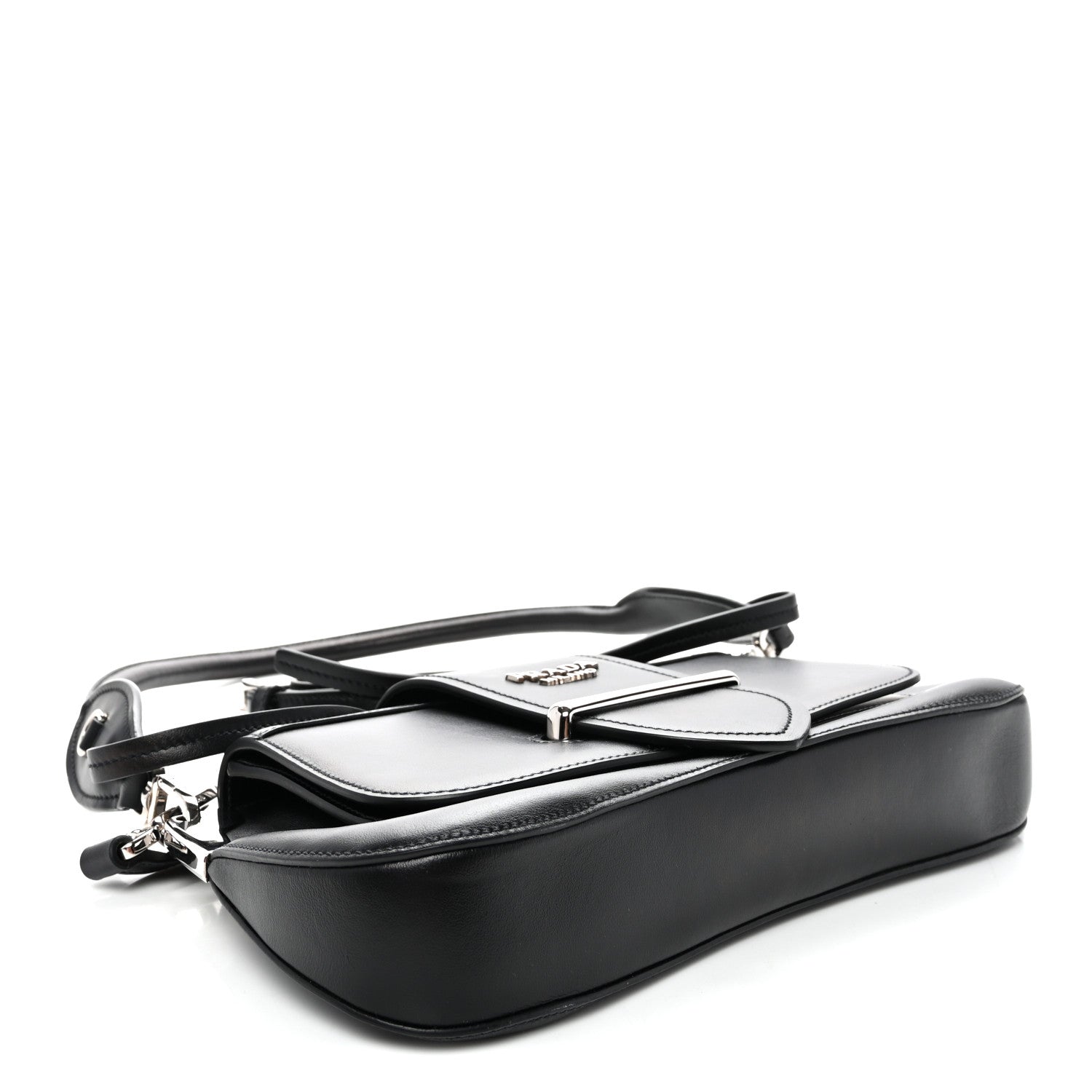 City Calfskin Saffiano Sidonie Shoulder Bag Black