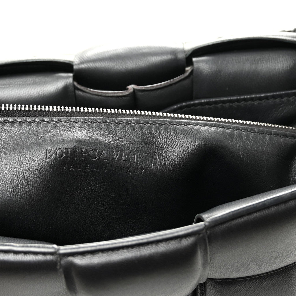Lambskin Maxi Intreccio Padded Chain Cassette Crossbody Bag Black