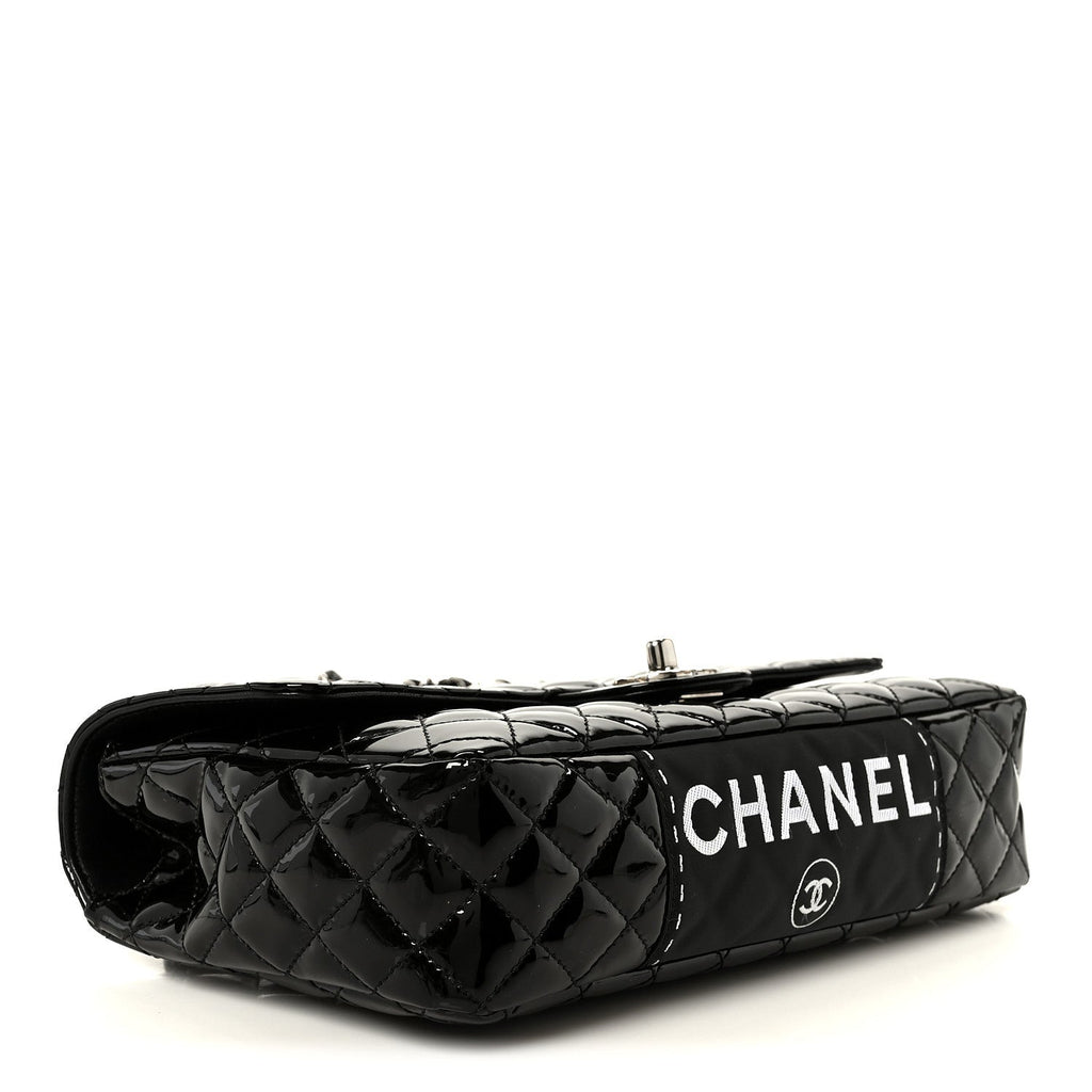 Patent Quilted Secret Label Medium Flap Black