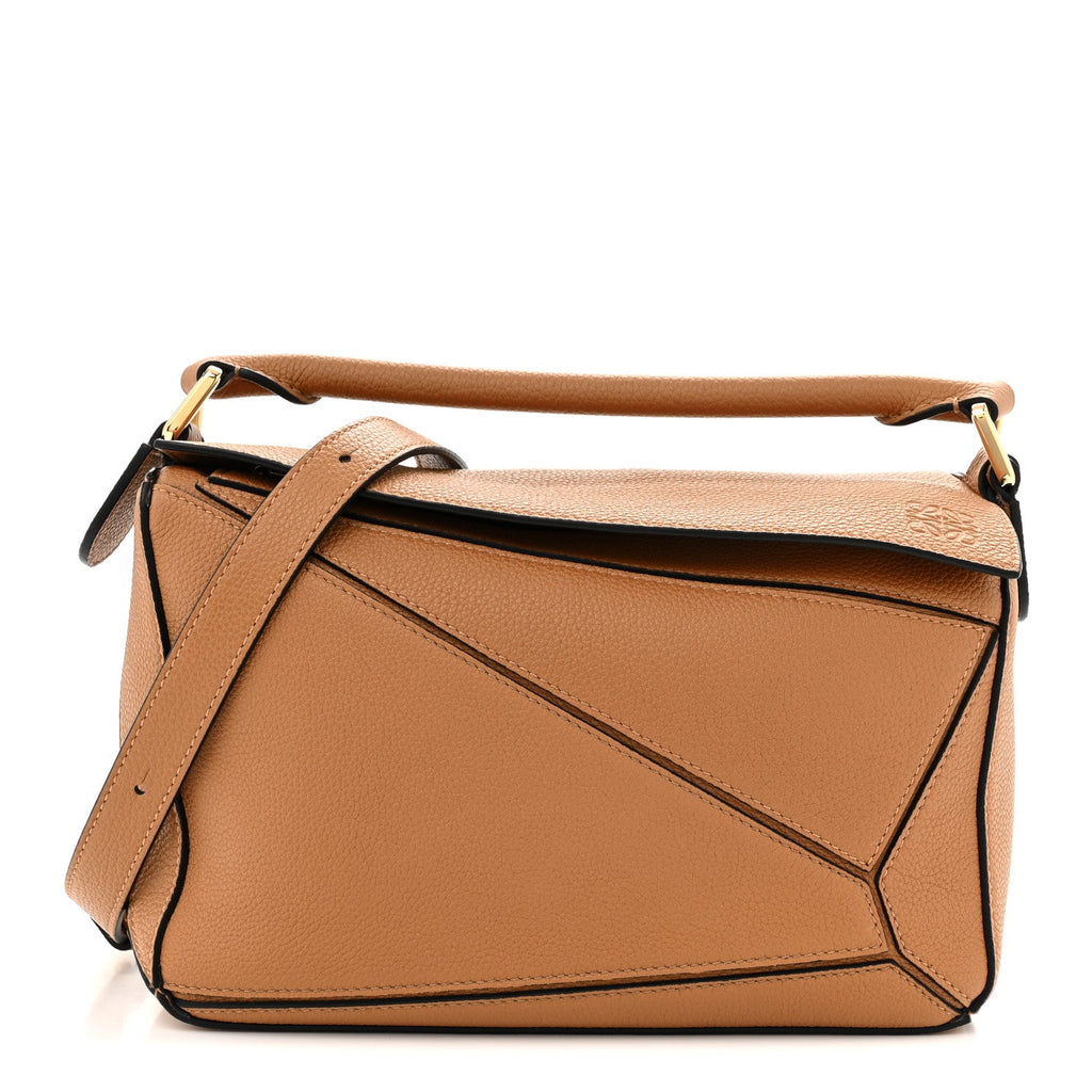 Grained Calfskin Small Puzzle Bag Tan
