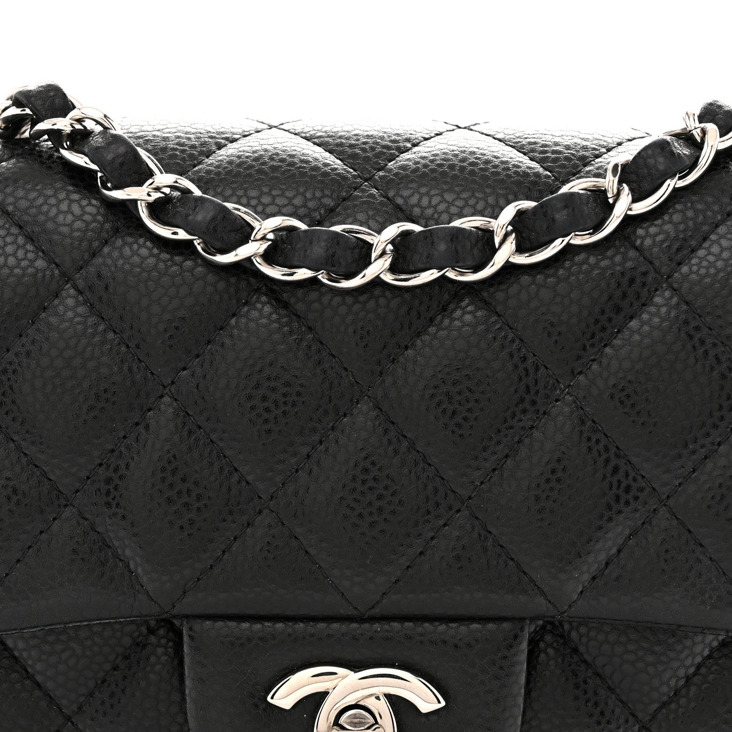 Caviar Quilted Mini Square Flap Black