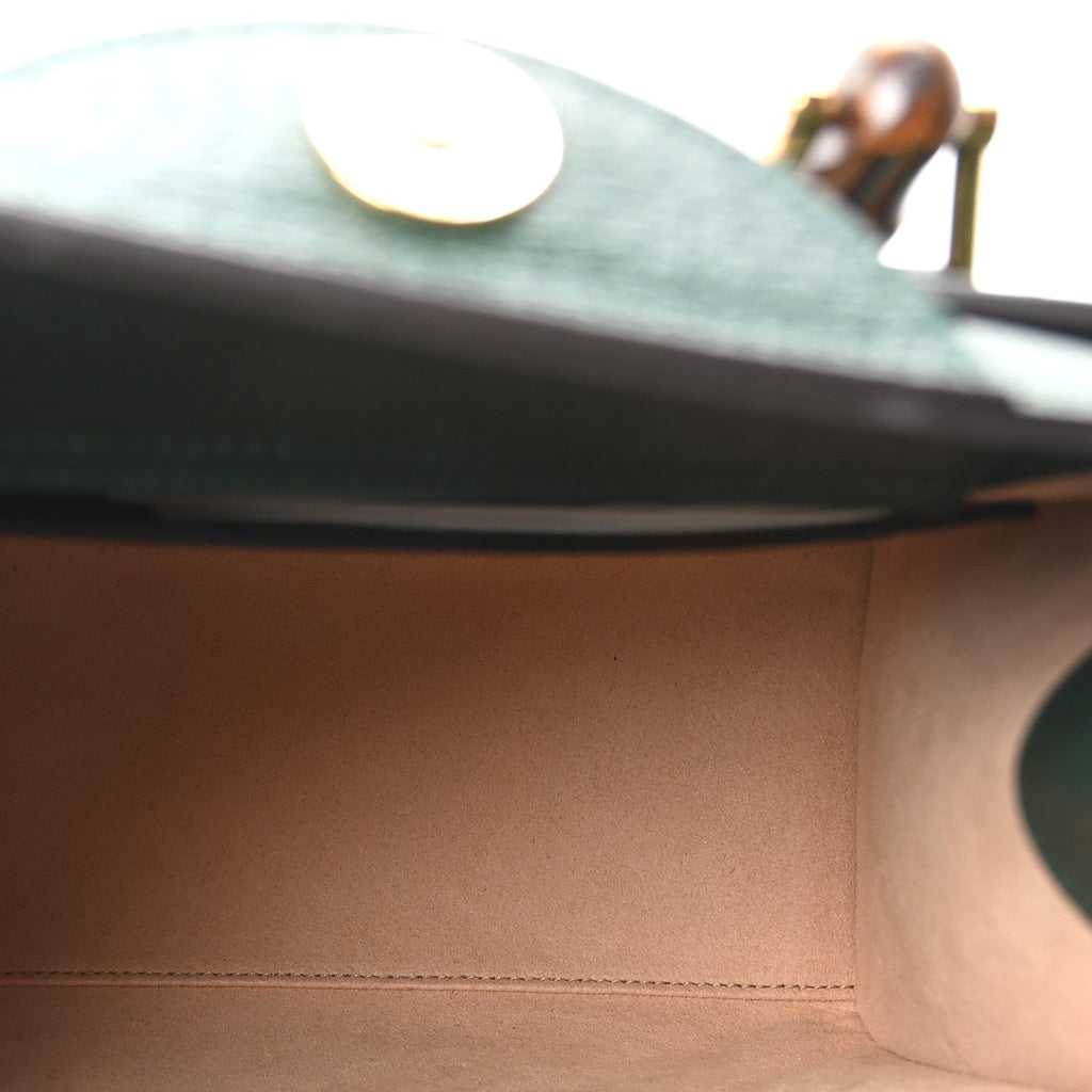 Textured Dollar Calfskin Web Small Diana Tote Bag Vintage Green Powder Pink