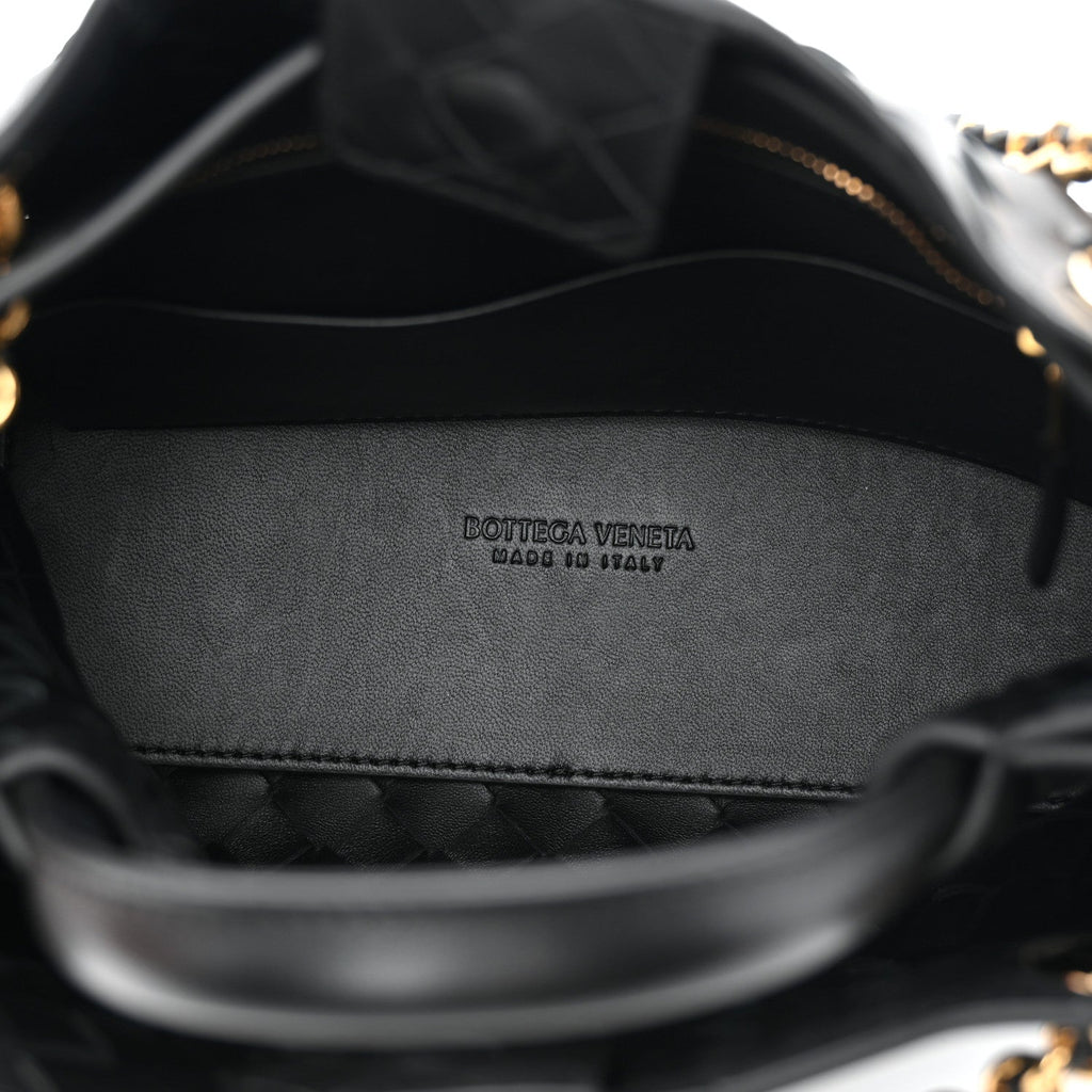 Nappa Intrecciato Small Andiamo With Chain Shoulder Bag Black