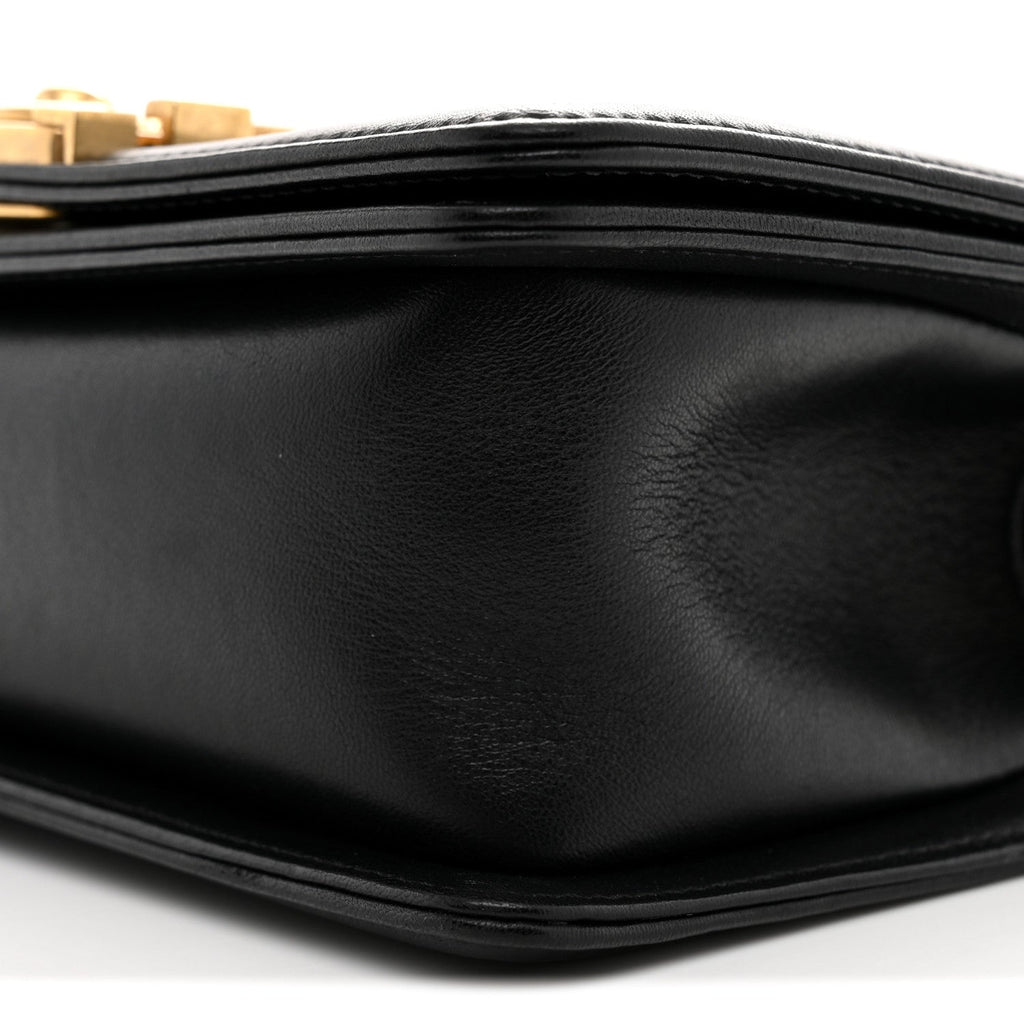 Lambskin Quilted Small Boy Flap Black