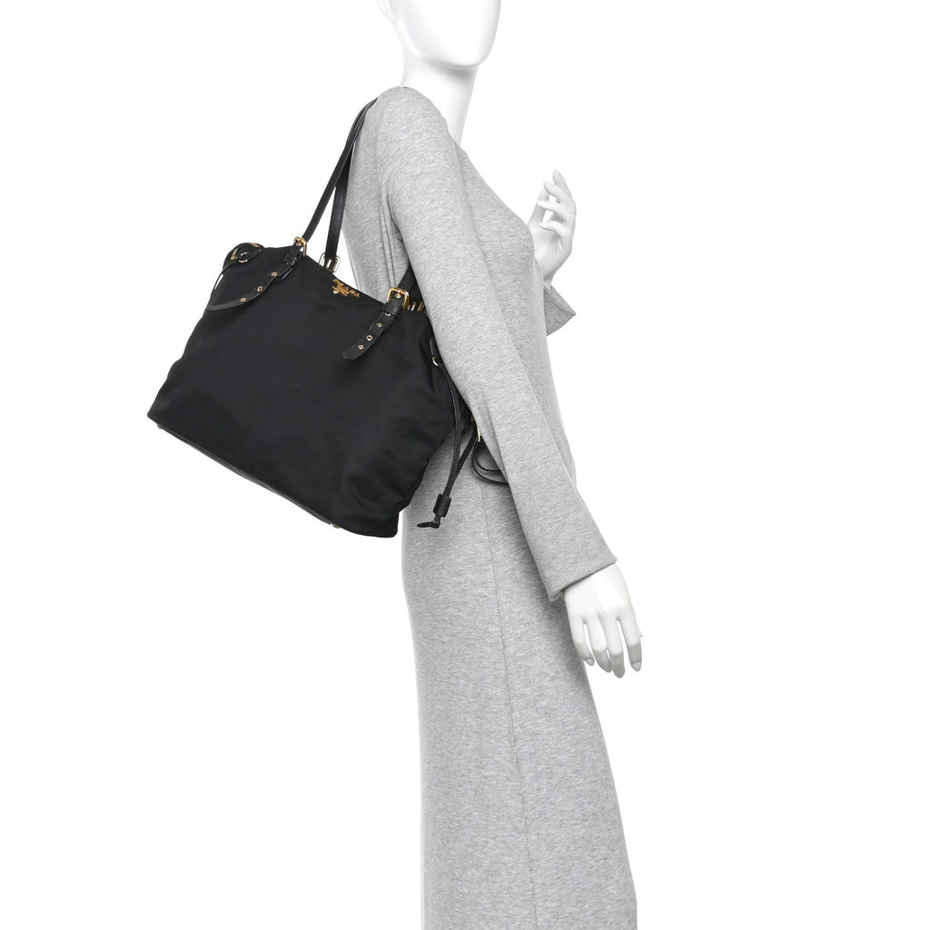Tessuto Nylon Saffiano Tote Black