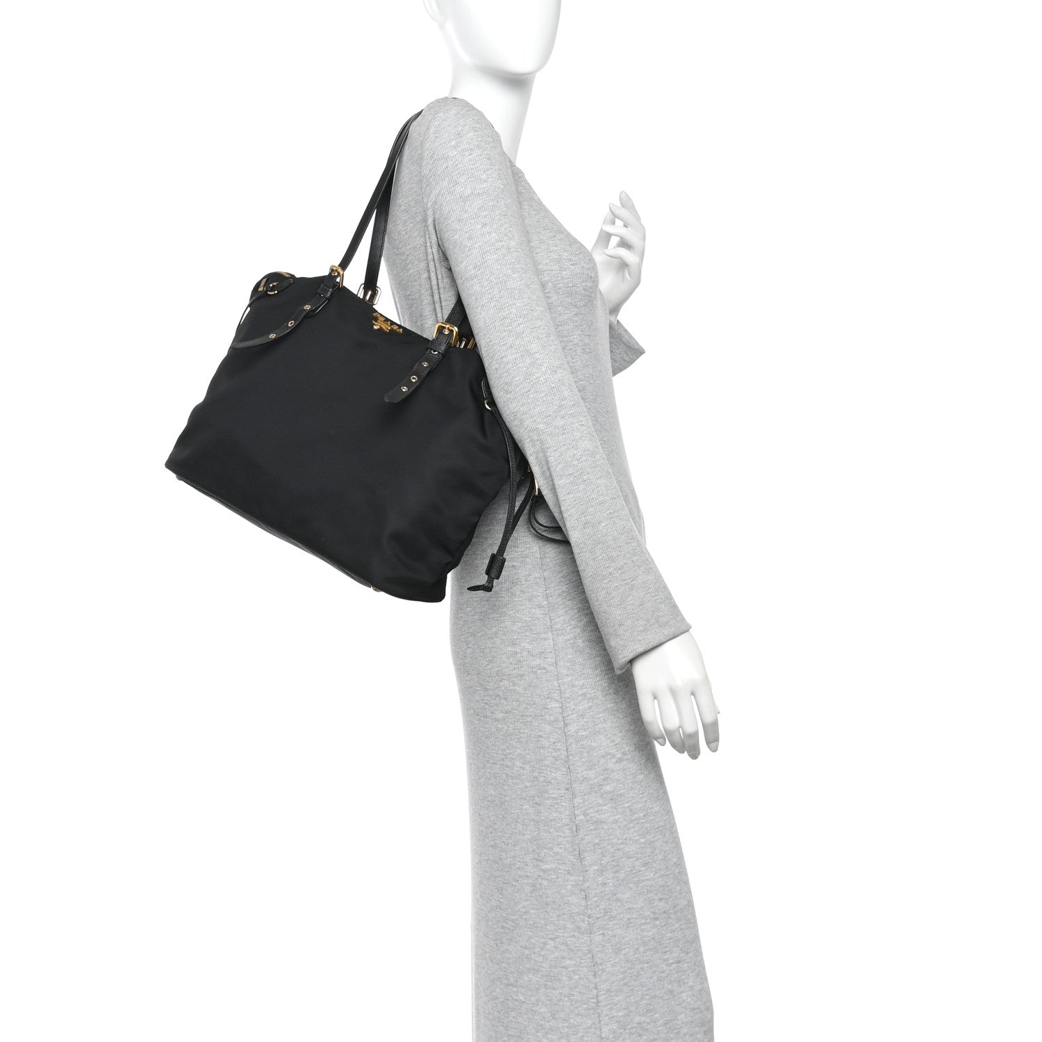 Tessuto Nylon Saffiano Tote Black