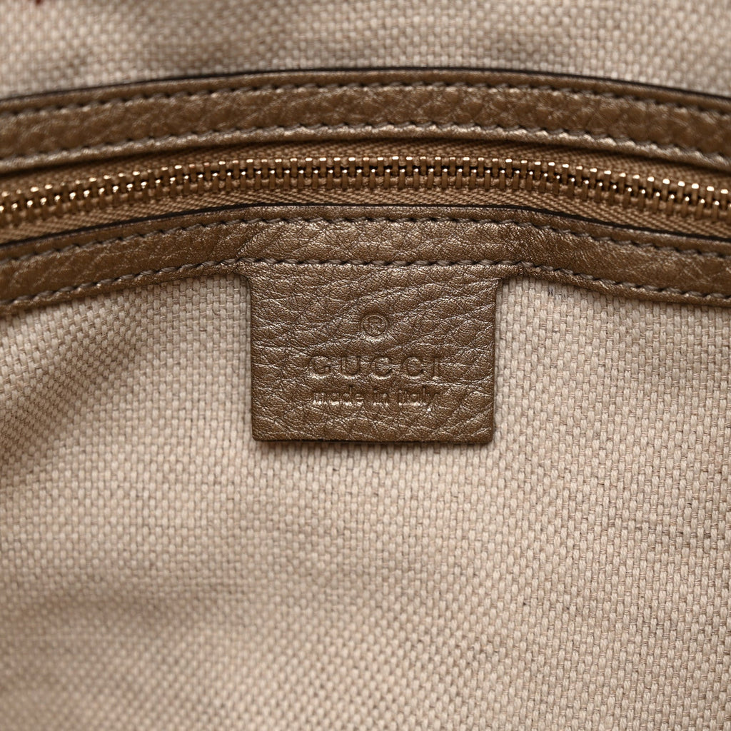 Metallic Pebbled Calfskin Medium Soho Chain Shoulder Bag Golden Beige