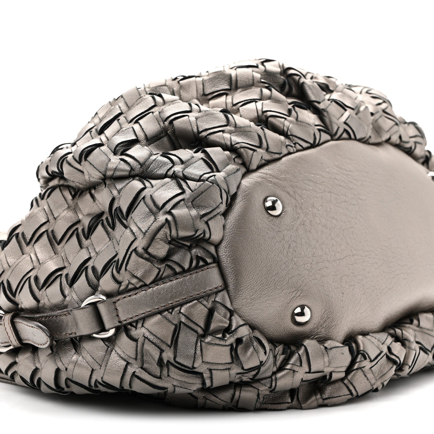 Metallic Nappa Woven Hobo Bronze