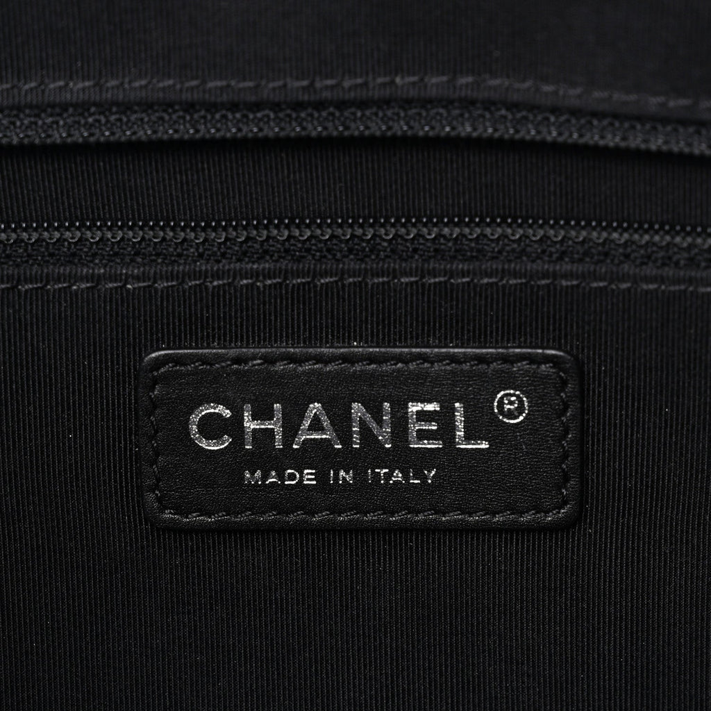 Lambskin Quilted Shopping Tote Black