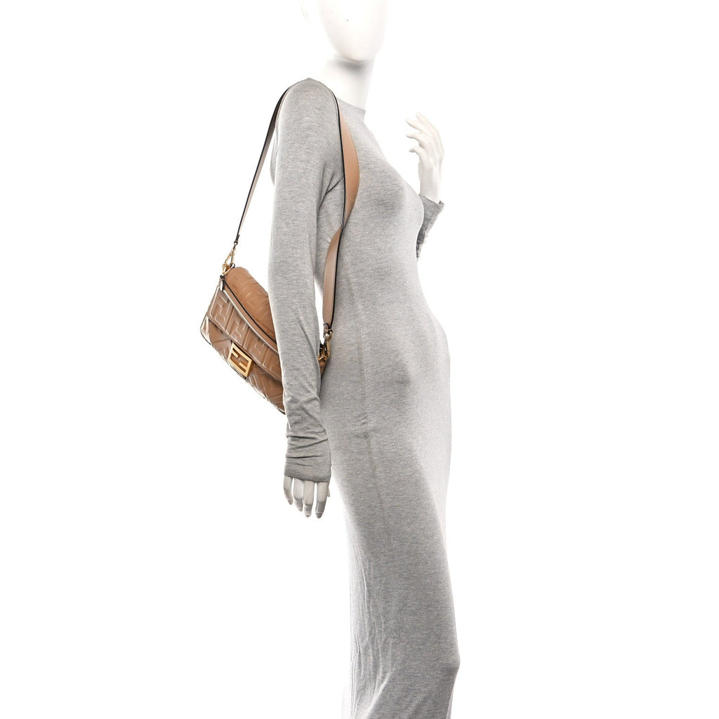 Nappa FF 1974 Embossed Baguette Miele Scuro