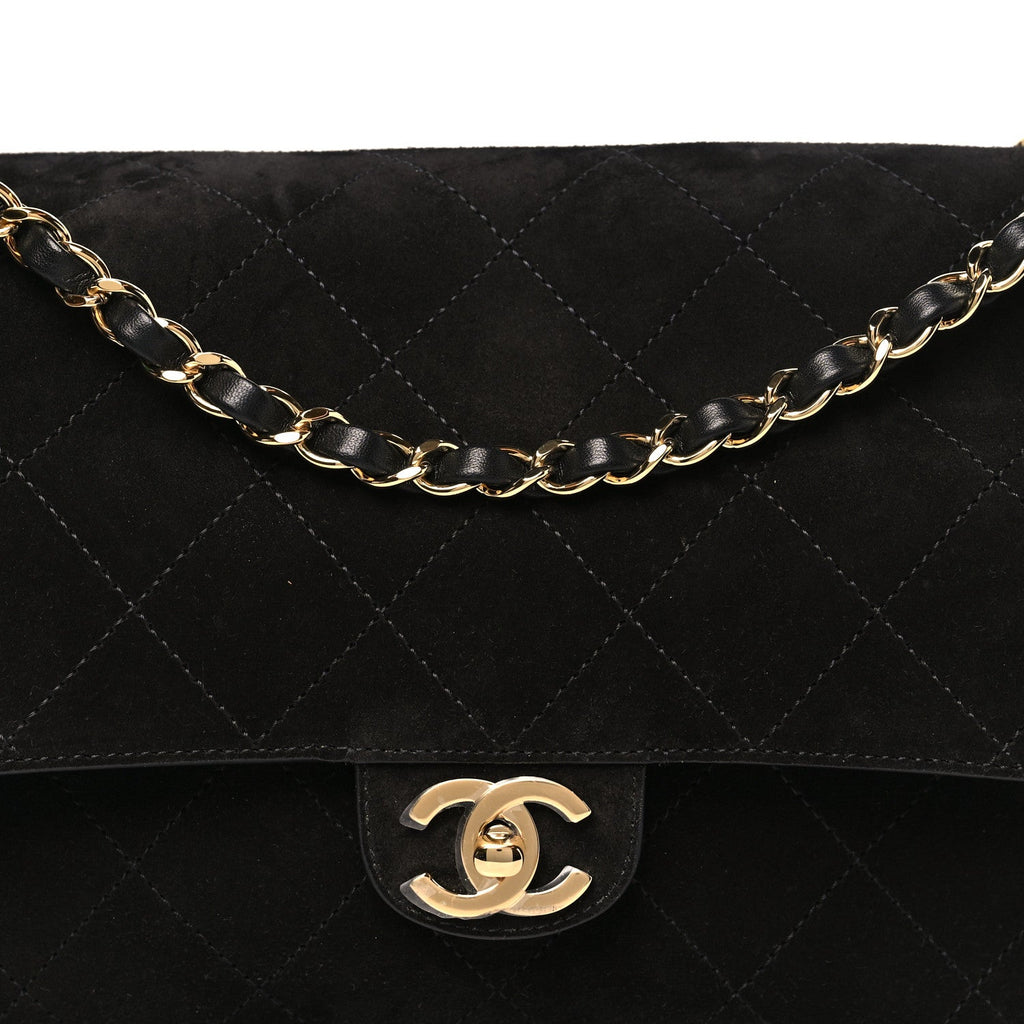 Suede Calfskin Small Souplissimo Maxi Flap Black