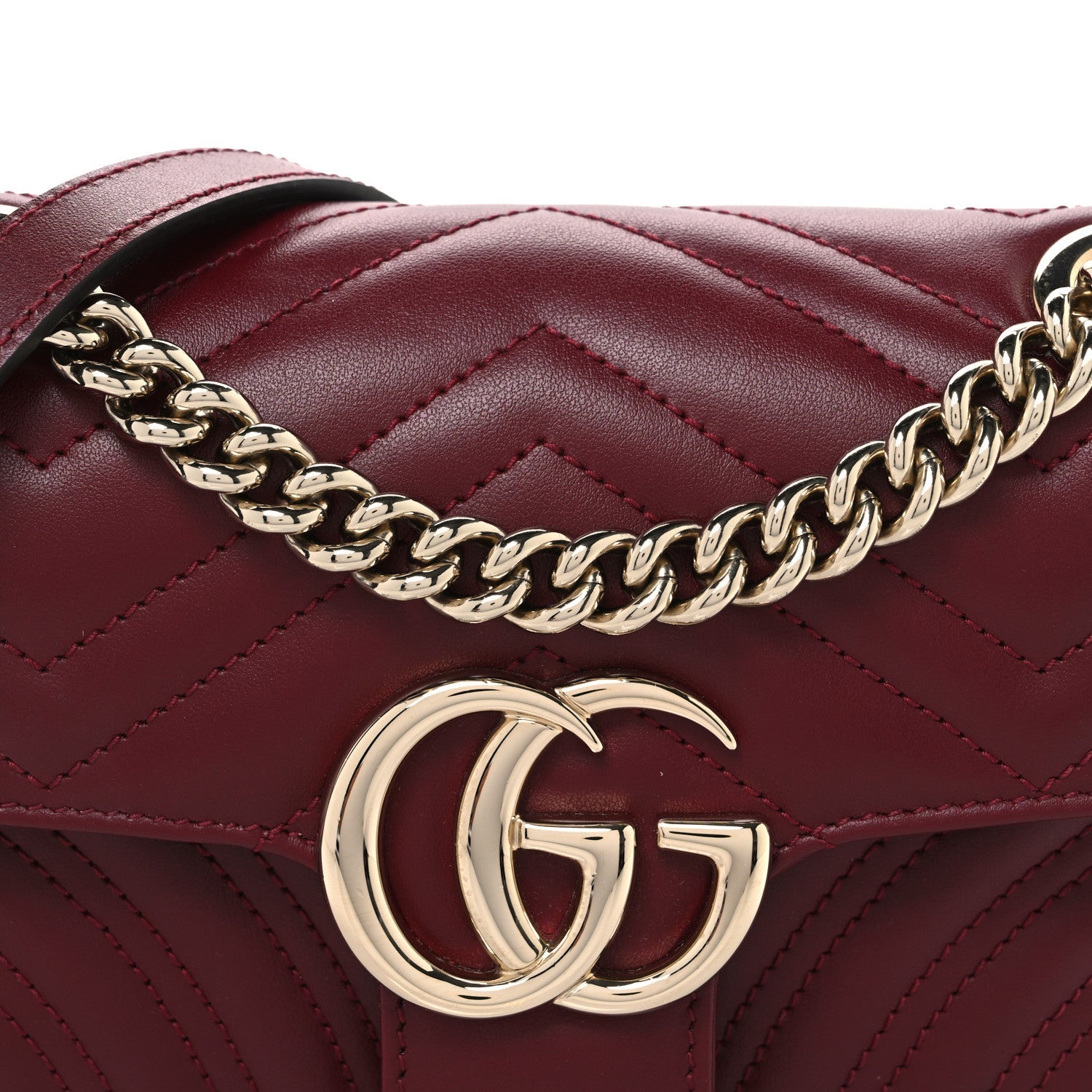 Calfskin Matelasse Mini GG Marmont Shoulder Bag Rosso Ancora