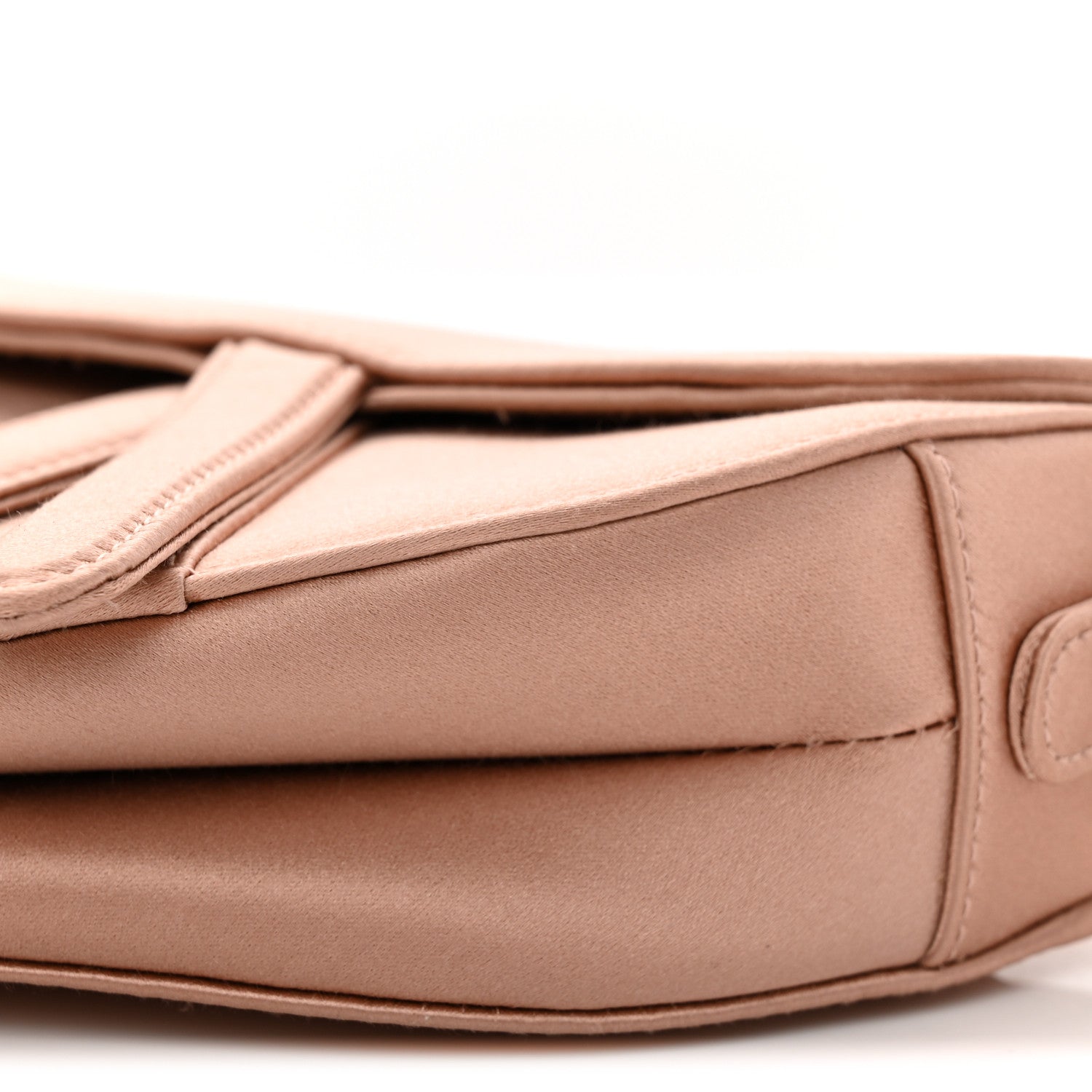 Satin Crystal Mini Saddle Bag Powder Beige