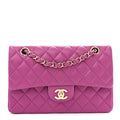 Lambskin Quilted Small Double Flap Purple