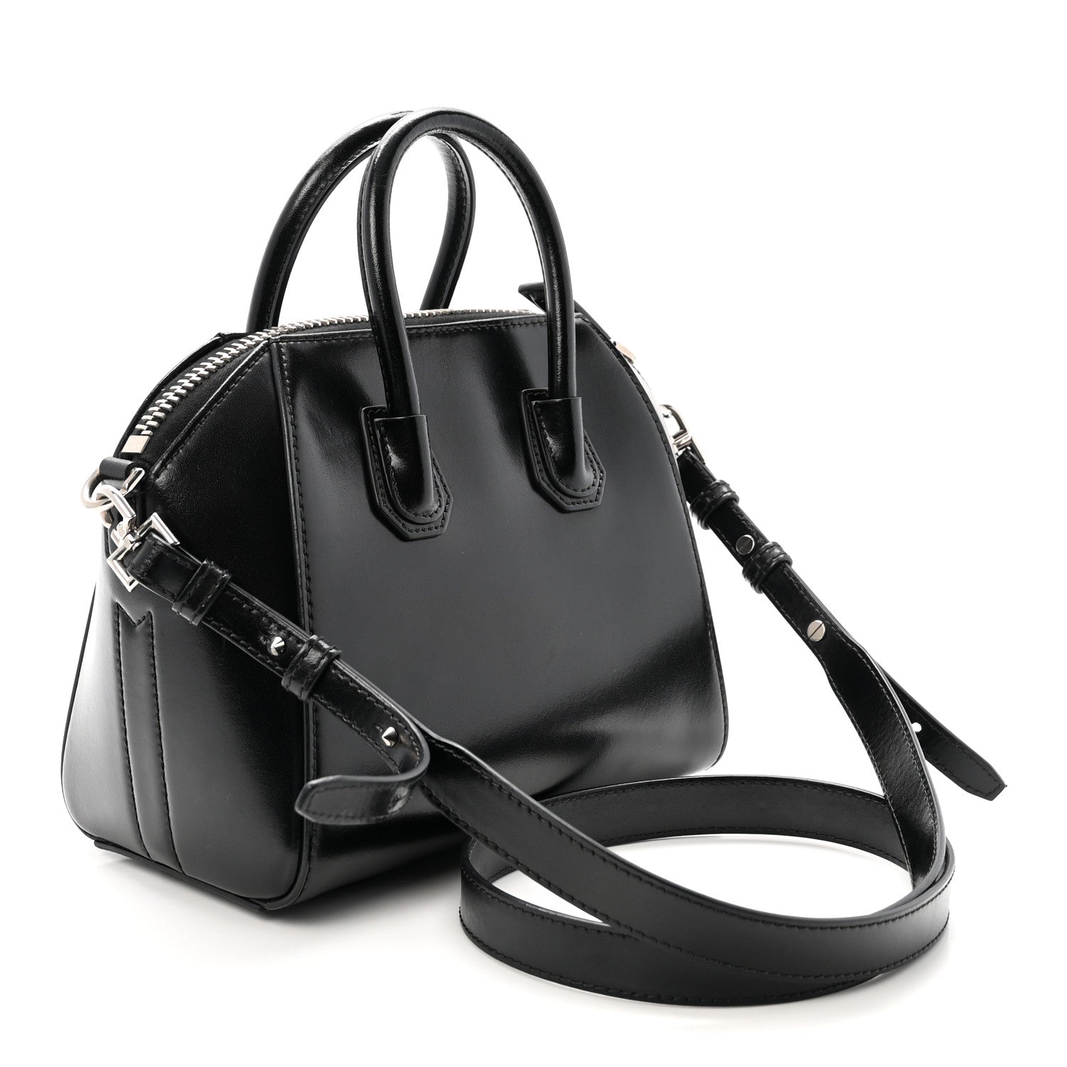 Shiny Lord Calfskin Mini Antigona Black