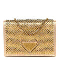 Satin Crystal Metal Triangle Logo Card Holder With Strap Platino
