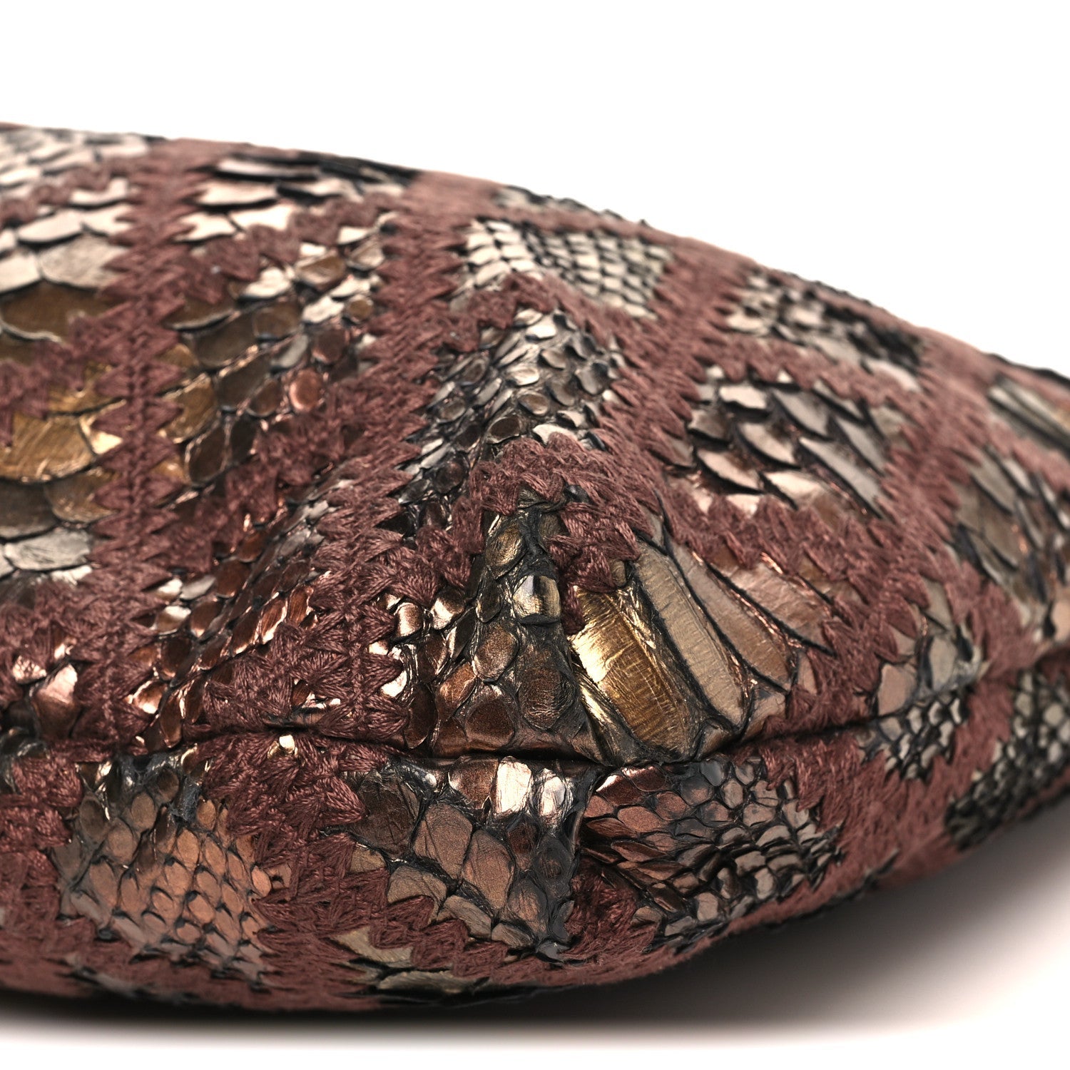 Metallic Snakeskin Crochet Large Soft and Chain Hobo Burgundy Multicolor