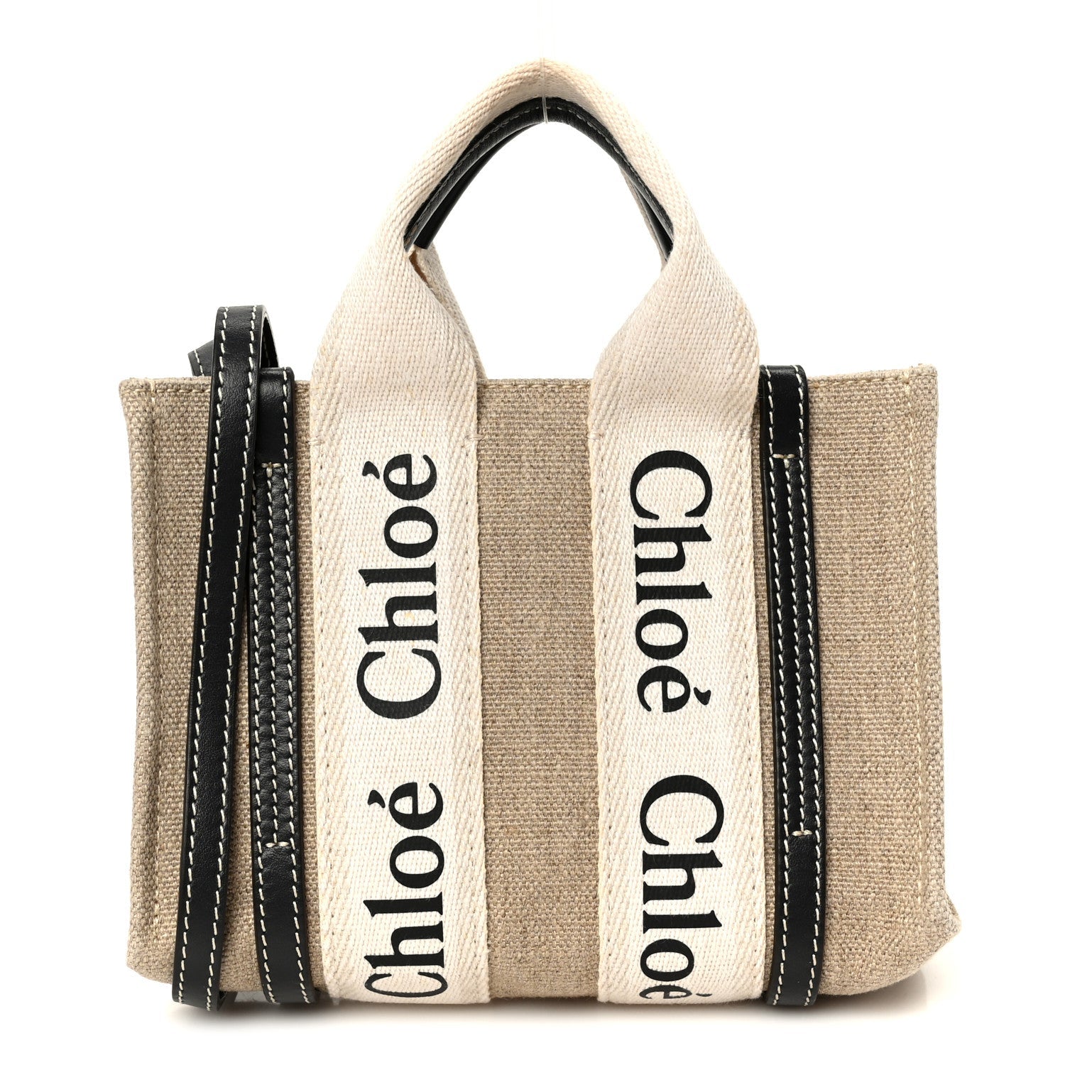 Cotton Calfskin Mini Woody Ribbon Tote White Navy