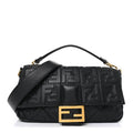 Nappa FF 1974 Embossed Large Baguette Black